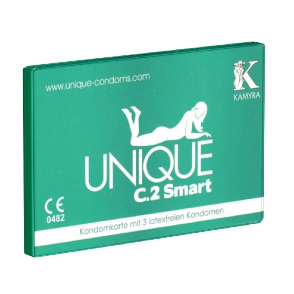 Kamyra Kondome Kamyra «Unique C.2 Smart» Kondomkarte mit latexfreien PRE-ERECTION-Kondomen Packung mit, 3 St., das mitwachsende Kondom, bereits vor der Erektion überziehbar - keine Unterbrechung des Vorspiels nötig