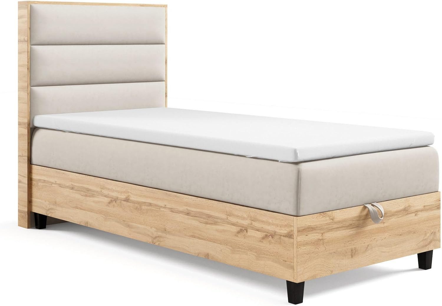 Best for Home Boxspringbett Einzelbett Trinity K-1 mit Bettkasten, Komfort Topper T30 (70x200 80x200 90x200 100x200 cm), Verschiedene Liefermöglichkeiten, TOP Preis-Leistungs-Verhältnis