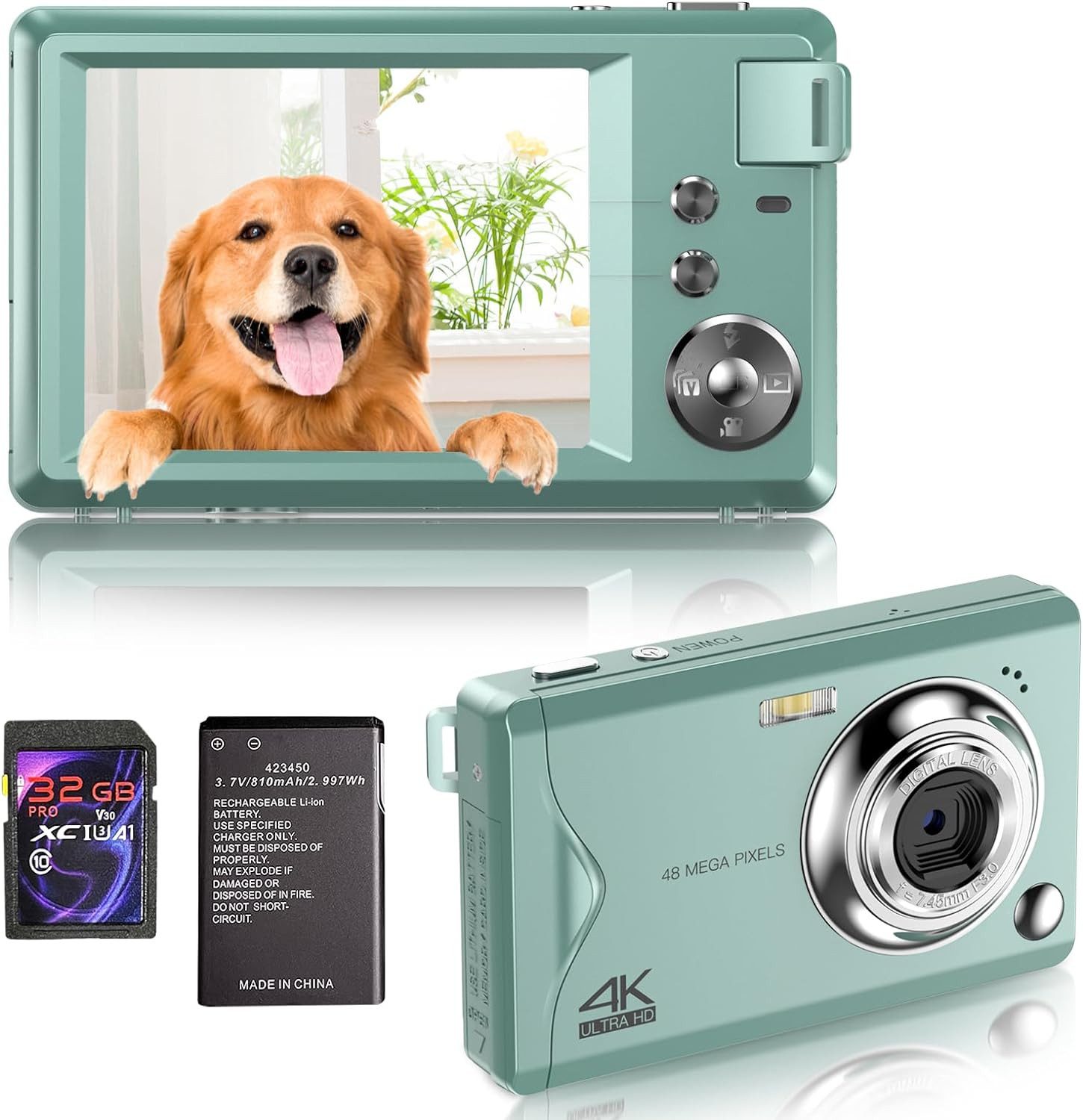 Fine Life Pro Kompaktkamera (48 MP, 16x Digitalzoom, Elektronischer Bildstabilisator, 4K HD 1080P Fotokam)