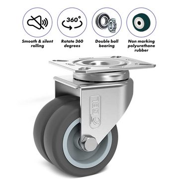 GBL Caster Wheels Möbelrolle Lenkrollen - 4 Bremsen - 50mm bis 200kg - 4er Pack
