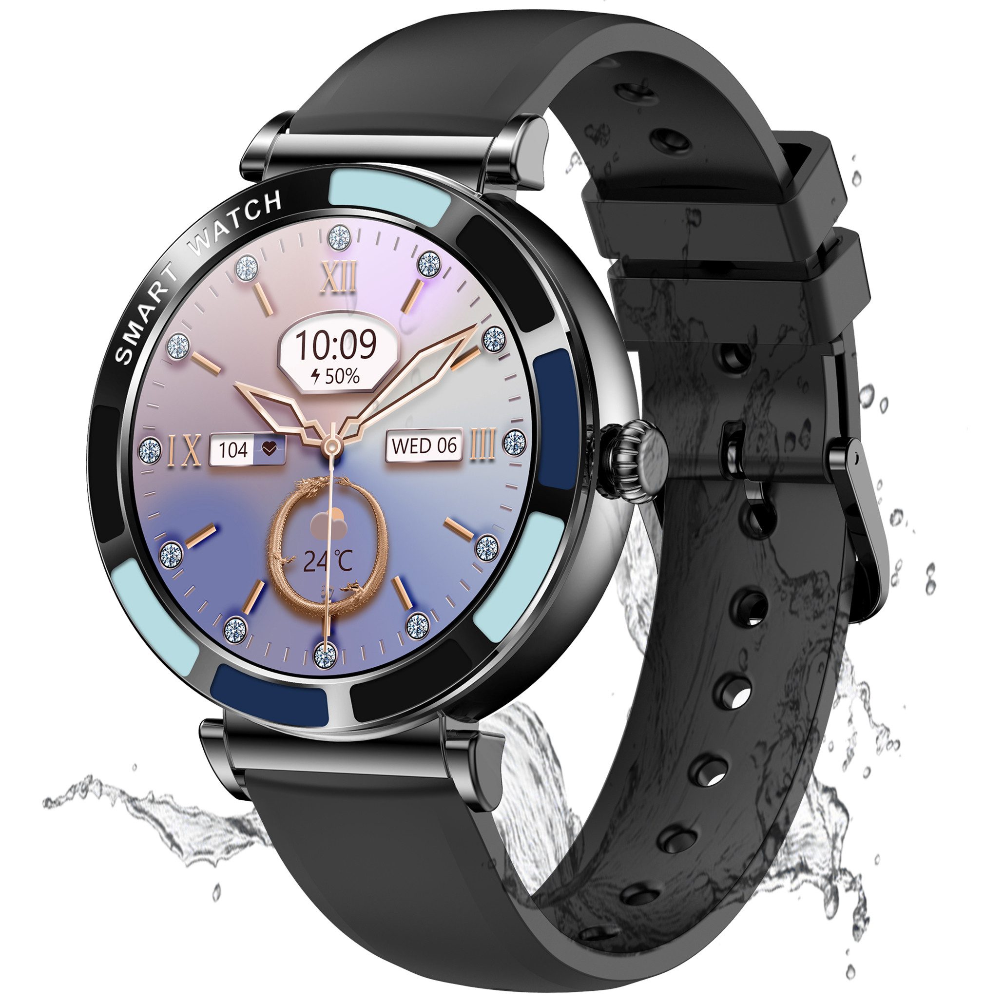 walkbee Smartwatch, Fitness Tracker Uhr für Damen Herren mit Anruffunktion Smartwatch (4.0 cm/1,27''-Voll-Touch-Farbdisplay Zoll) Fitness Tracker Armbanduhr mit Blutsauerstoff,Blutdruck,Herzfrequenz,Frauengesundheit, Schrittzähler, Atemtraining, Musiksteuerung und Fernfotografie usw., IP67 wasserdicht,100+ Sportmodi, verfügbar für Android 5.0+ / iOS 9.0+