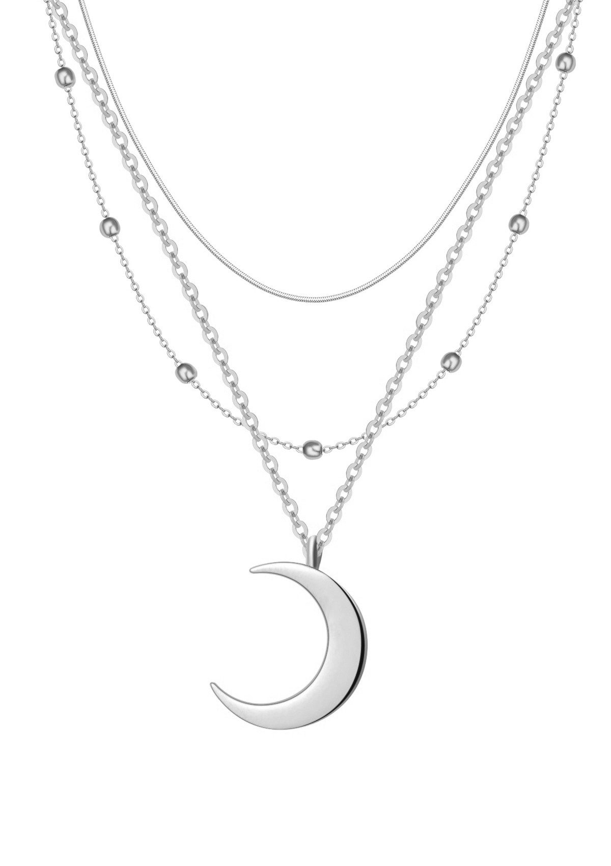 Hey Happiness Collier-Set Damen Layer, 2er Set Mond Anhänger 18K Roségold v günstig online kaufen