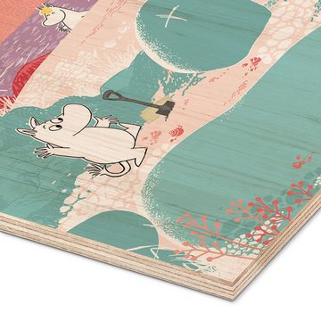 Posterlounge Holzbild Moomin, Die Mumins am Sandstand, Jungenzimmer Kindermotive