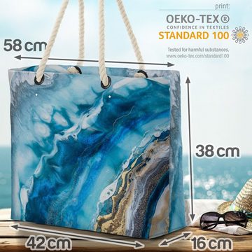 VOID Strandtasche (1-tlg), Geode Steinschnitt Beach Bag Kunst Muster Stein Fliesen Gold Türkis Blau