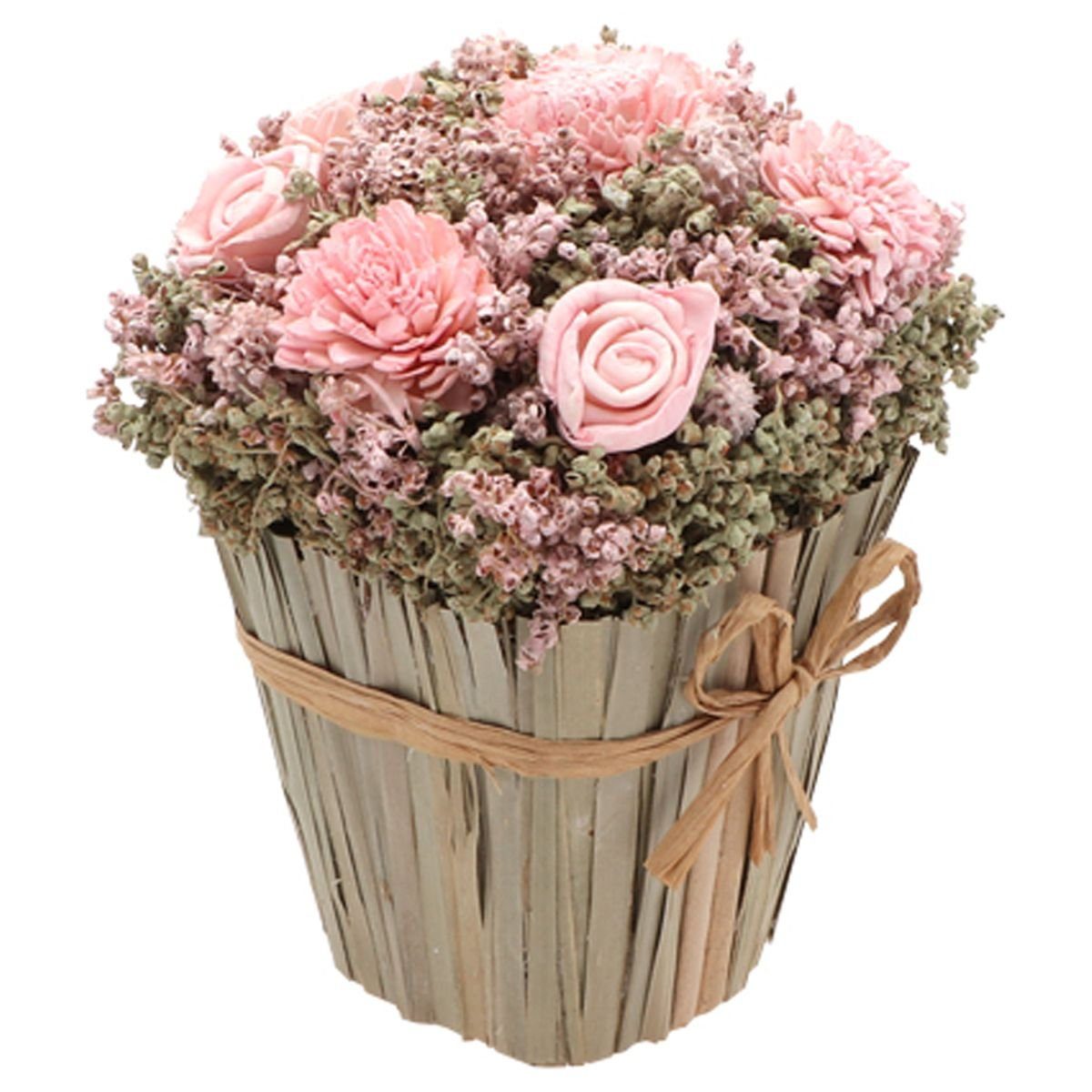 Kunstblumenstrauß Rosa Rosen Trockenblumen Deko Hochzeit Wohn-Deko Großer Strauß, CHAKS