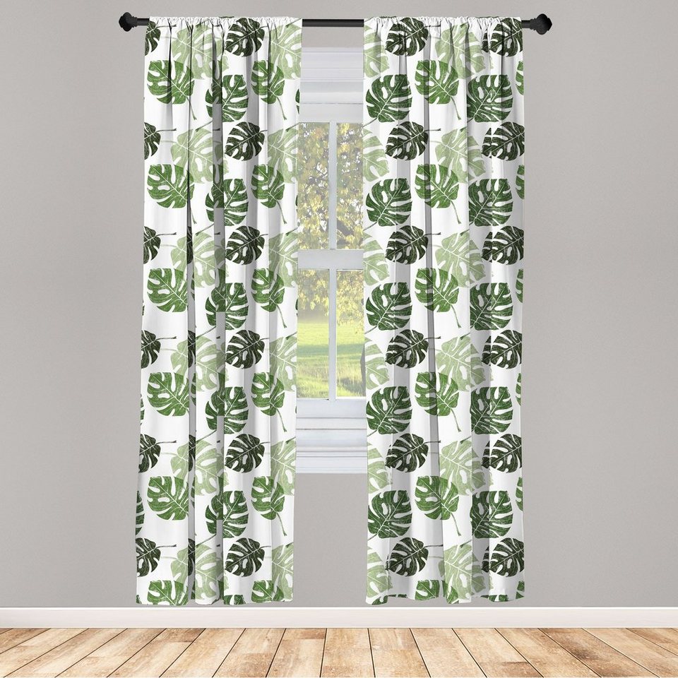 Gardine Vorhang für Wohnzimmer Schlafzimmer Dekor, Abakuhaus, Microfaser,  Monstera Tropischen Dschungel Leaves
