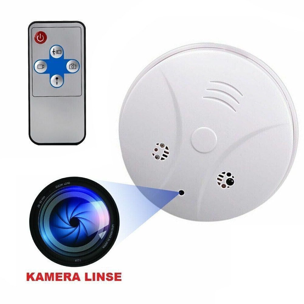 SpionProfi Überwachungskamera 32GB Rauchmelder Kamera FULLHD Mini Cam Video Ton Aufnahme Haus Zimmer (Innenbereich, 1-tlg., Rauchmelder mit versteckte Spycam Spion Mini Kamera)