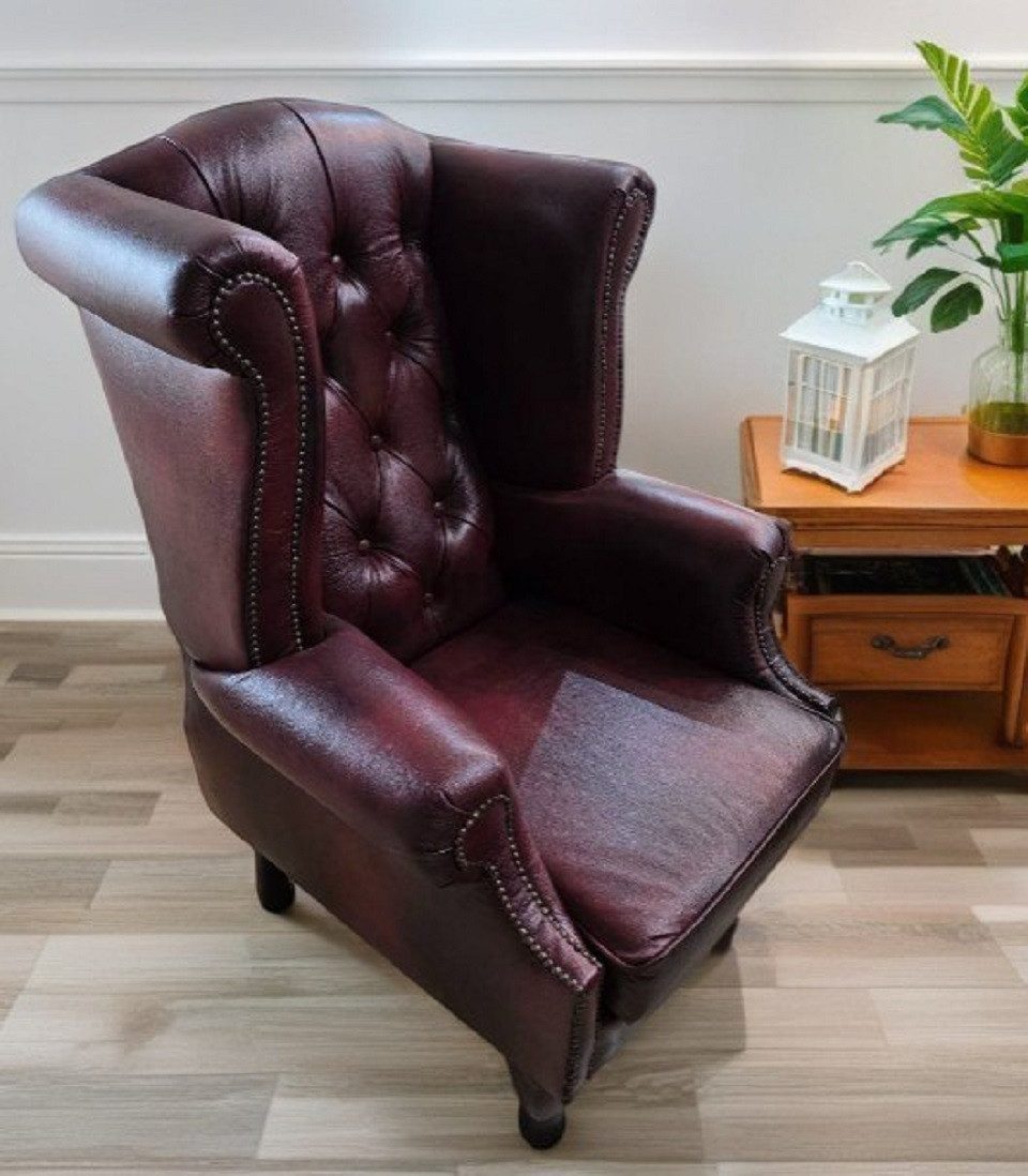 Xlmoebel Ohrensessel Eleganter Cocktailsessel Leder Ohrensessel Braun Wohnsessel Sofort (1-St), Hergestellt in Europa