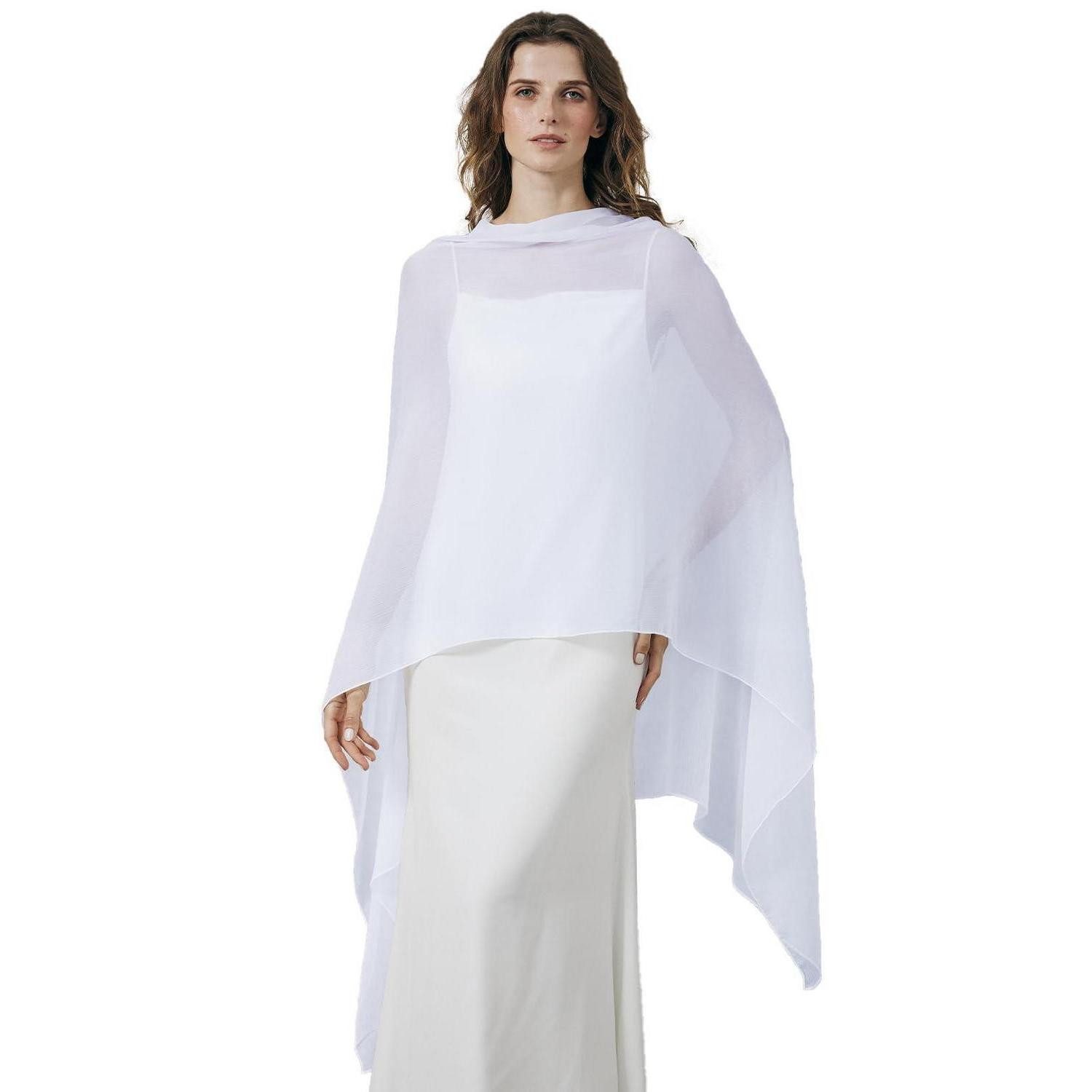 LuxusKollektion Modeschal Schal Elegant Crepe Helles Weiß Einheitsgröße, (1-St)