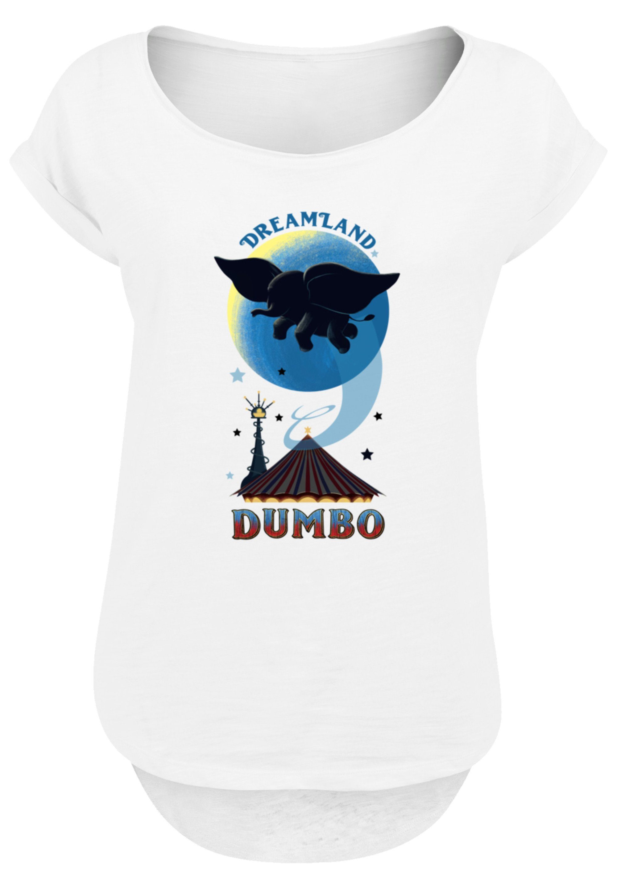 Hinten geschnittenes Qualität, Disney lang Premium T-Shirt Dumbo T-Shirt extra F4NT4STIC Damen Dreamland