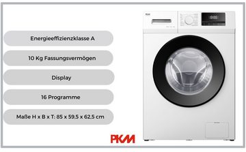 PKM Waschmaschine WA10-ES1416DAI, 1400 U/min, Programme: Hemden, Sport, Bettwäsche, Hygiene, Trommelreinigung uvm.
