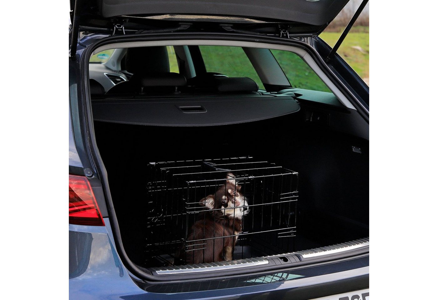 Thumbnail - lionto Tiertransportbox Hundetransportkäfig mit Bodenwanne, faltbar, 46 cm x 30 cm x 36 cm