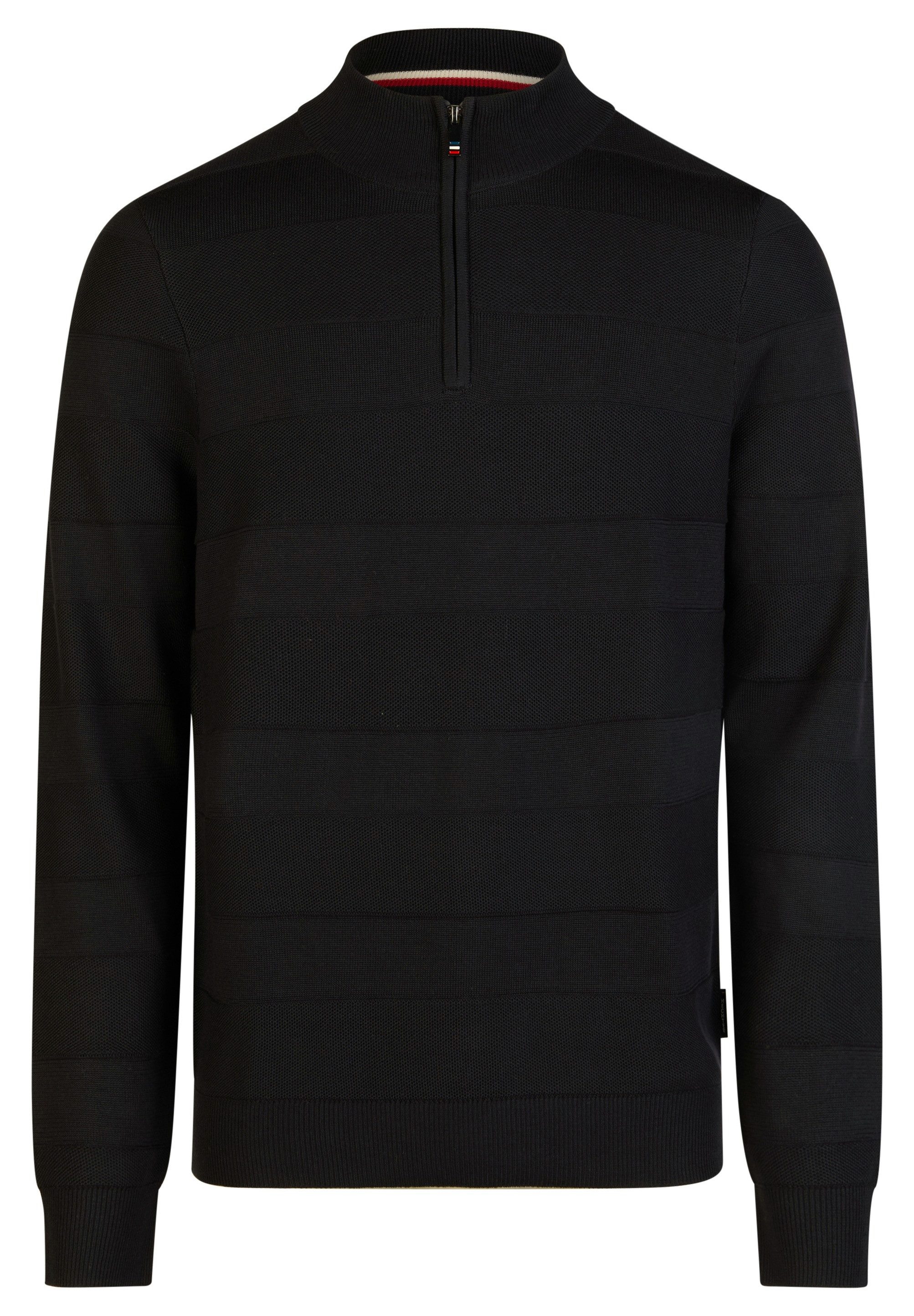 HECHTER PARIS Strickpullover ZIP TROYER mit Stehkragen und kurzem Zip-Verschluss