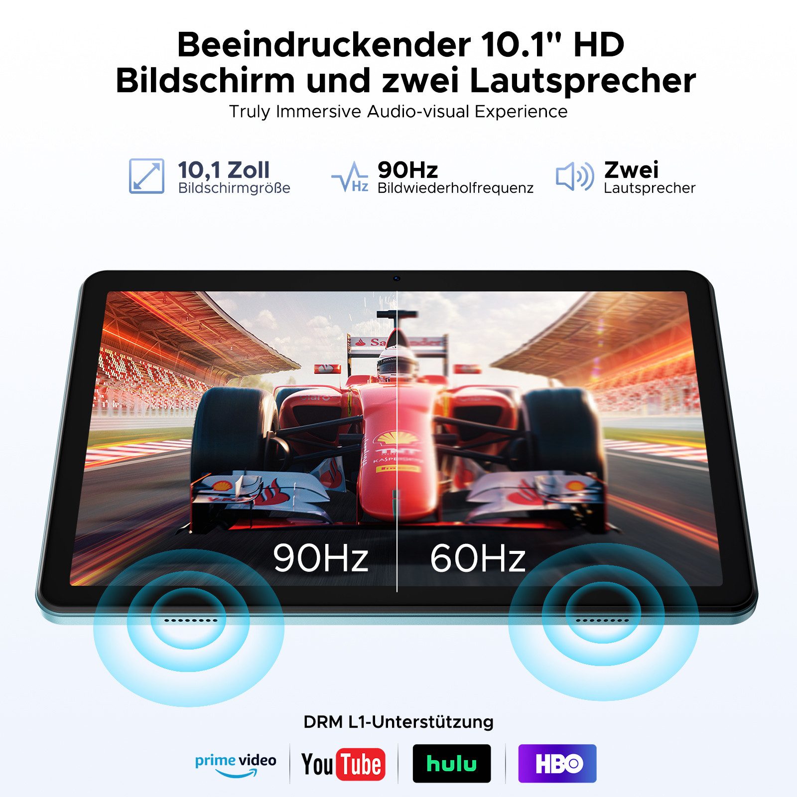 POCKAM P10 10,1 Zoll Android 16 Tablet mit Tastatur, 128GB ROM, 7000mAh, 90Hz Tablet (10.1", 128 GB, Android 16, WIFI, 48GB RAM (8 + 40 GB erweitert), Gemini AI, Widevine L1, Face Unlock)