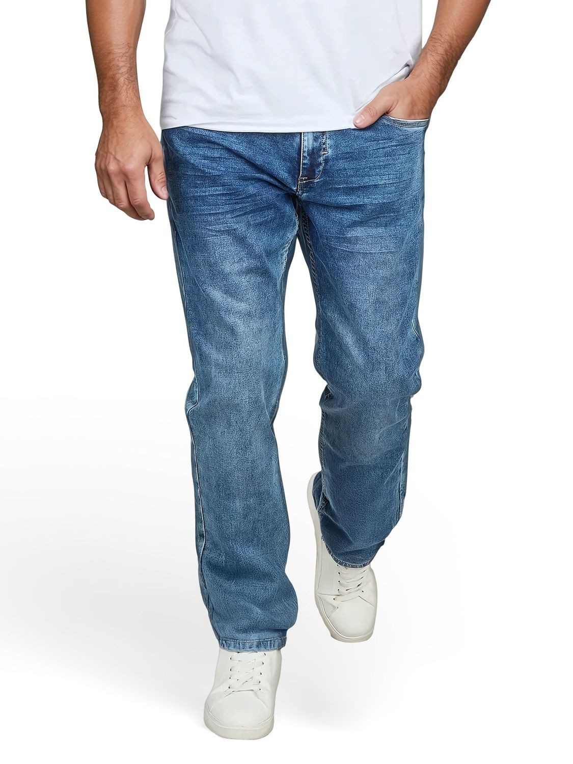 DENIMFY Straight-Jeans Herren Jeanshose DFAlvin Straight Fit Denim Hose mit Stretch