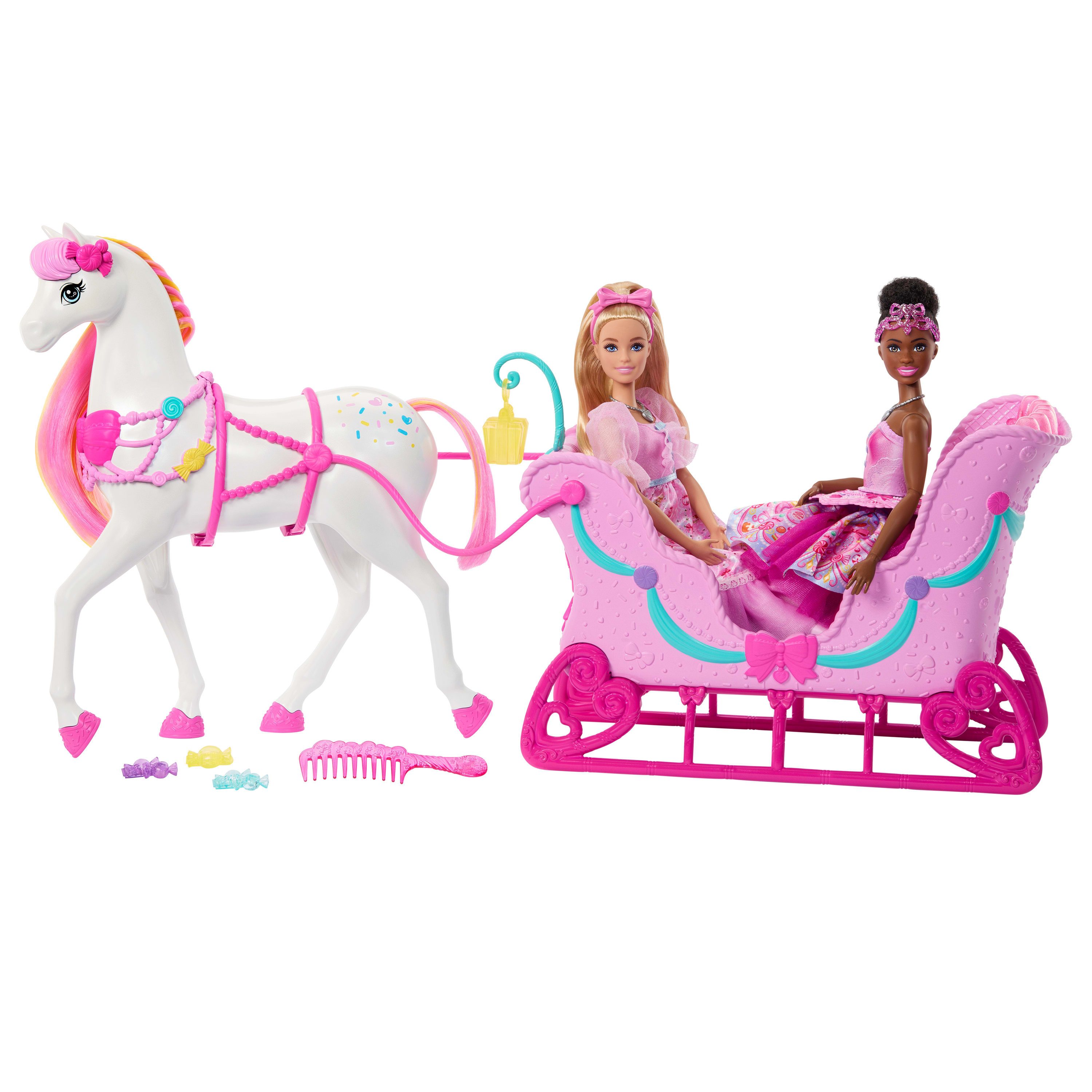 Barbie Puppen Fahrzeug Barbie in Der Nussknacker, Pferd und Schlitten, Pferd mit duftender Mähne – Bild 2 von 5