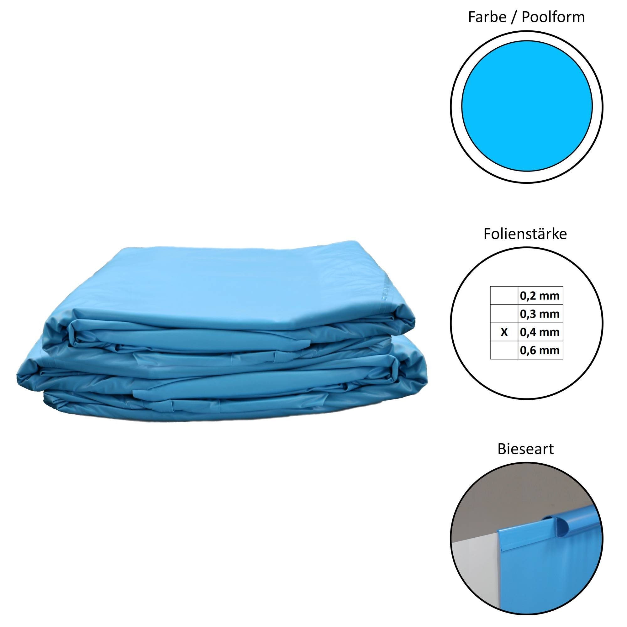 Waterman Poolinnenhülle Pool Ersatzfolie rund in versch. Größen - Dicke 0, 0,4 mm Stärke, für rund, Einhängebiese