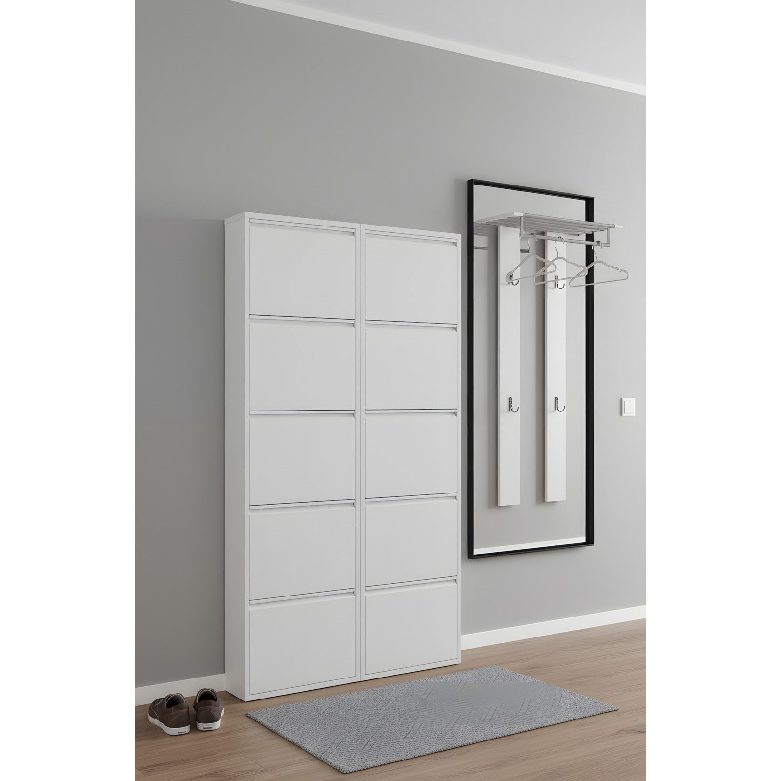 ebuy24 Schuhschrank Pisa Schuhschrank mit 10 Klappen/ Türen in Metall