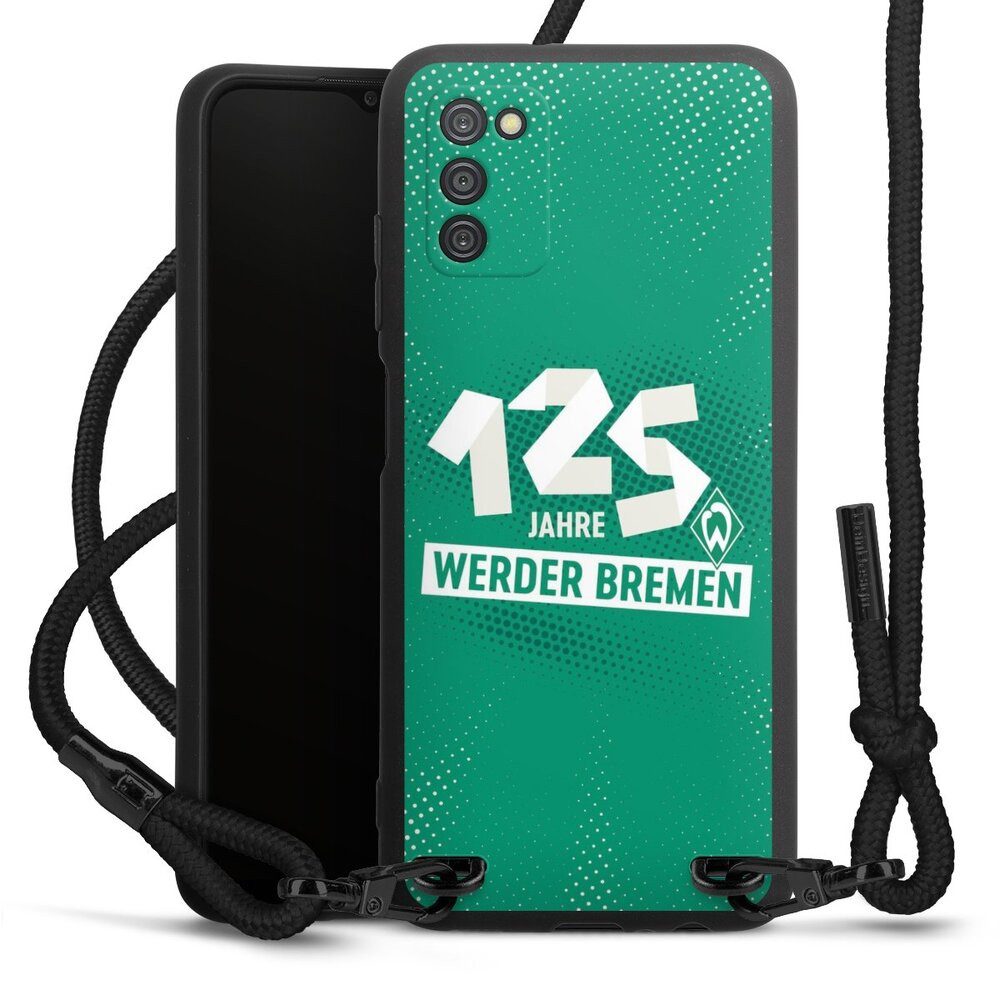 DeinDesign Handyhülle 125 Jahre Werder Bremen Offizielles Lizenzprodukt, Samsung Galaxy A03s Premium Handykette Hülle mit Band Cover mit Kette