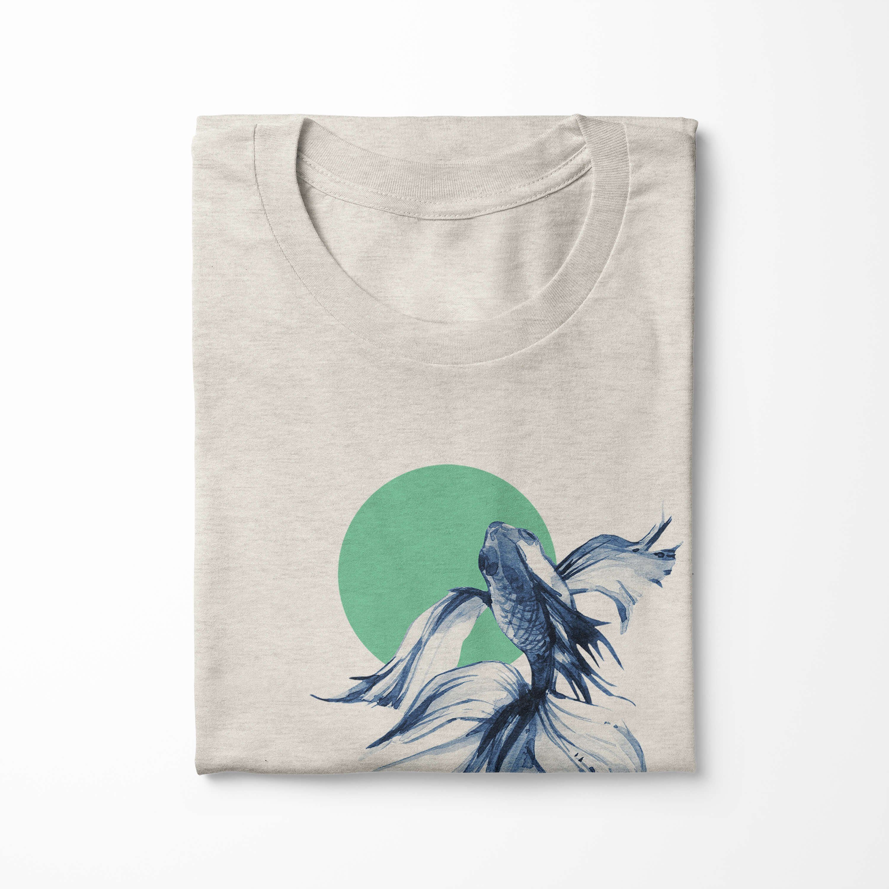 Nachhaltig gekämmte Motiv (1-tlg) T-Shirt Art Sinus Bio-Baumwolle 100% Ökomode Herren T-Shirt Wasserfarben a Kampffisch Shirt