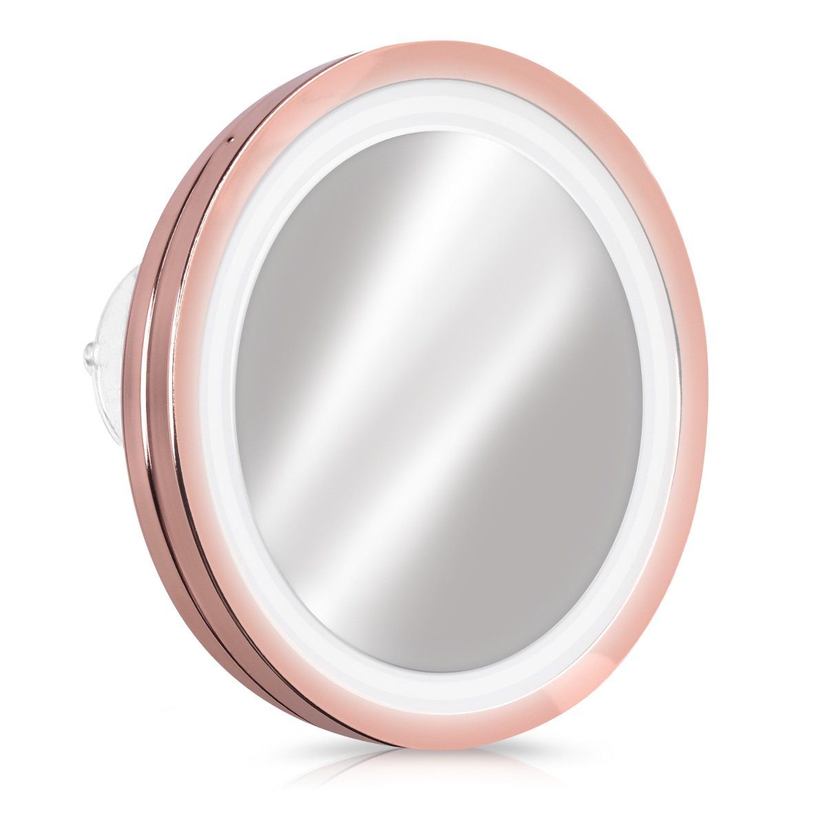 Navaris Kosmetikspiegel Vergrößerungsspiegel LED Beleuchtung Saugnapf - 5-fach Vergrößerung Kupfer