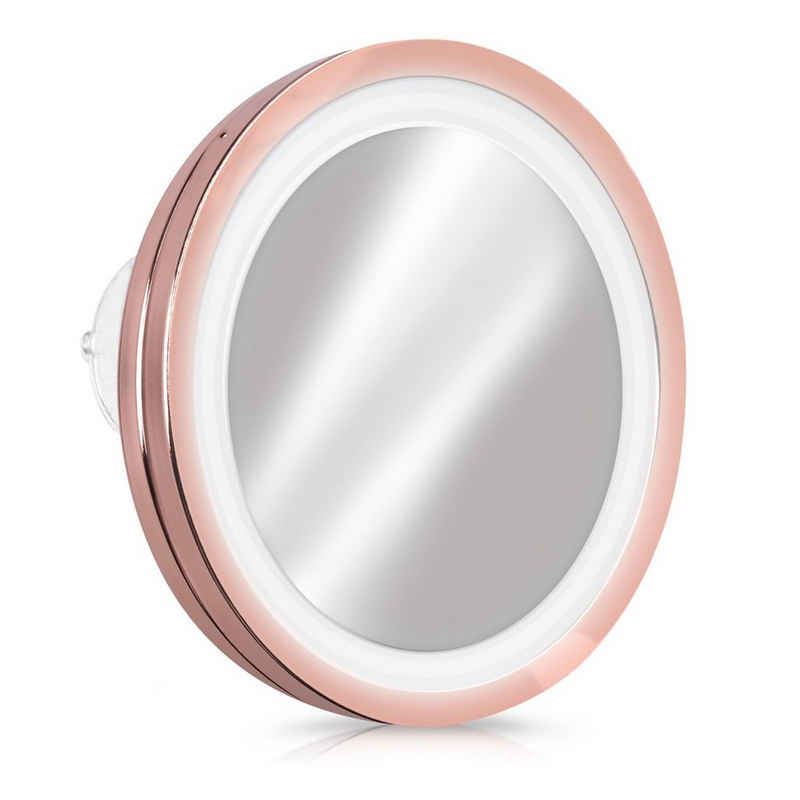 Navaris Kosmetikspiegel Vergrößerungsspiegel LED Beleuchtung Saugnapf - 5-fach Vergrößerung (1-St)