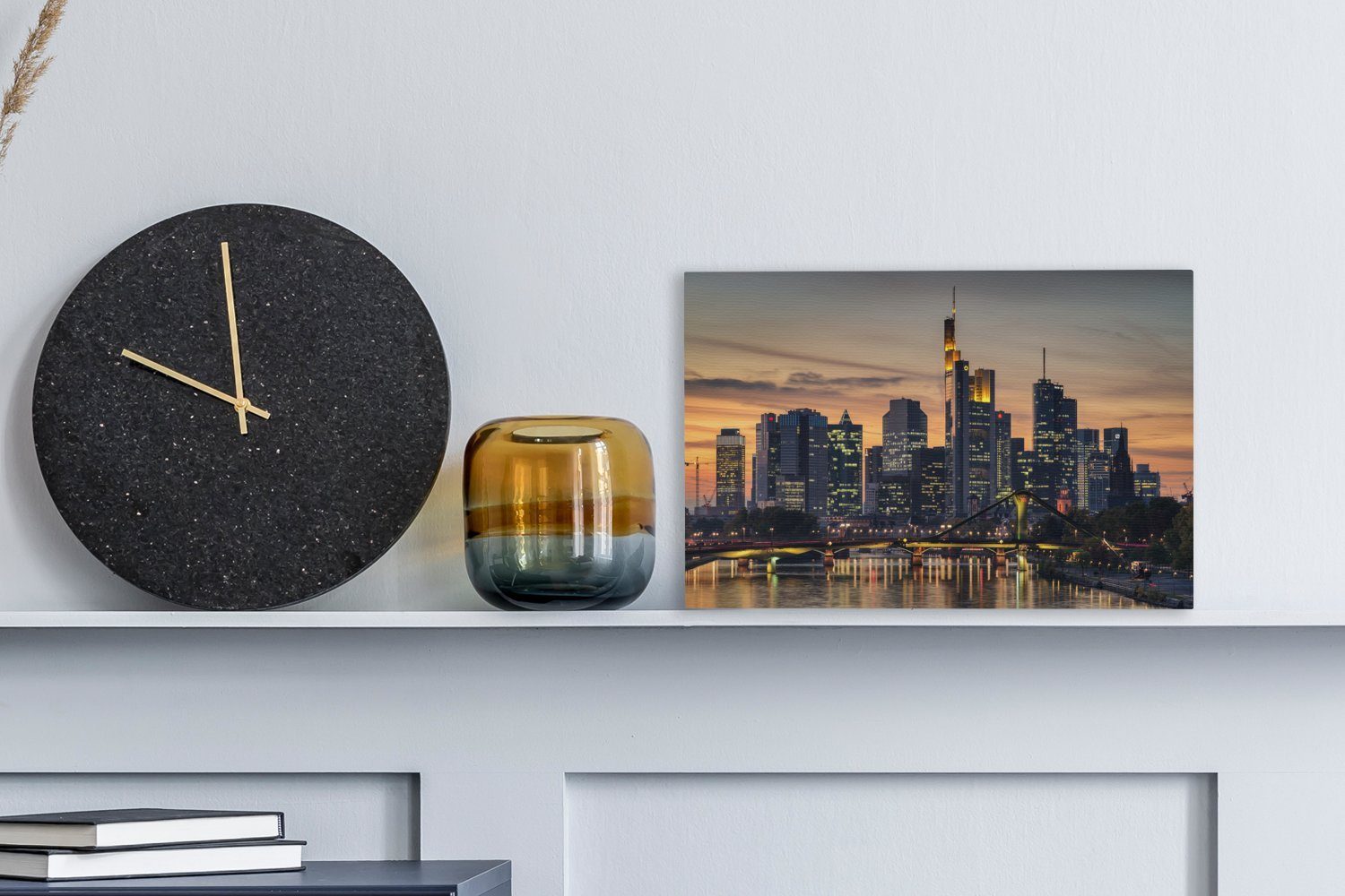 OneMillionCanvasses® Leinwandbild Frankfurter Skyline bei Sonnenuntergang günstig online kaufen
