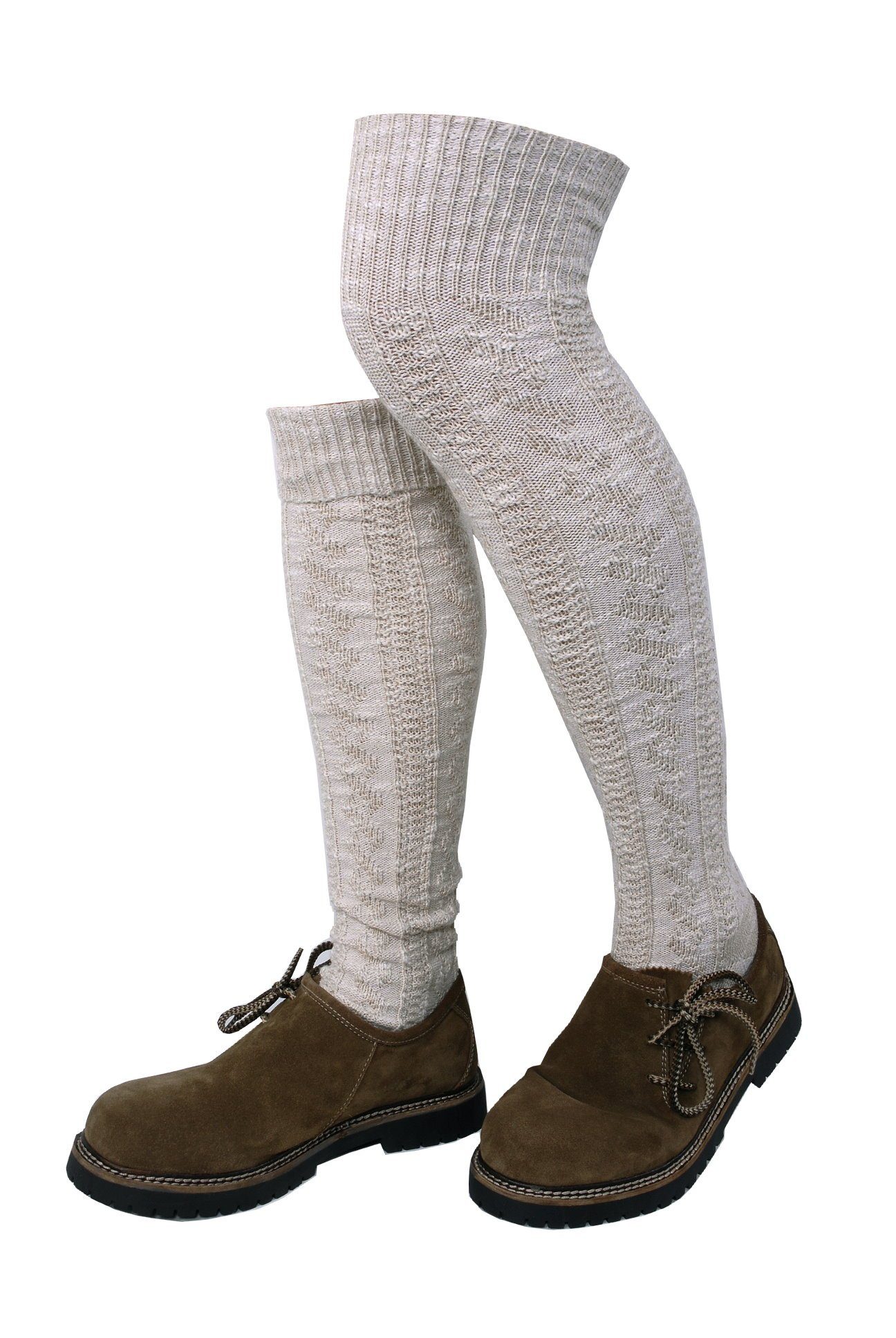 Moschen-Bayern Trachtensocken Trachtenstrumpf Herren Trachtenstrümpfe Trachtenkniestrumpf Beige aus weicher Baumwoll-Mischung