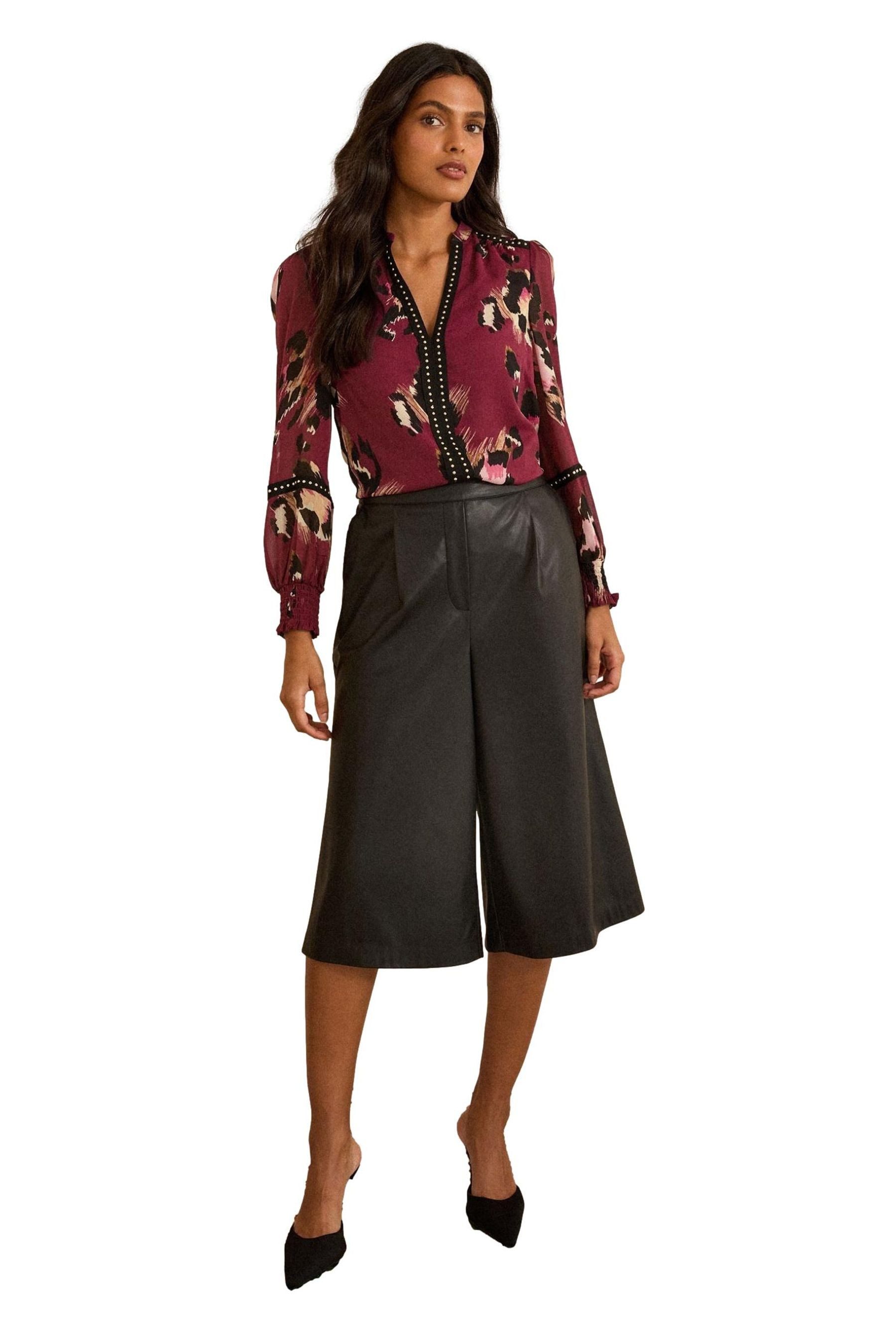 Druckbluse Love & Roses Bluse mit Kerbausschnitt, Regular