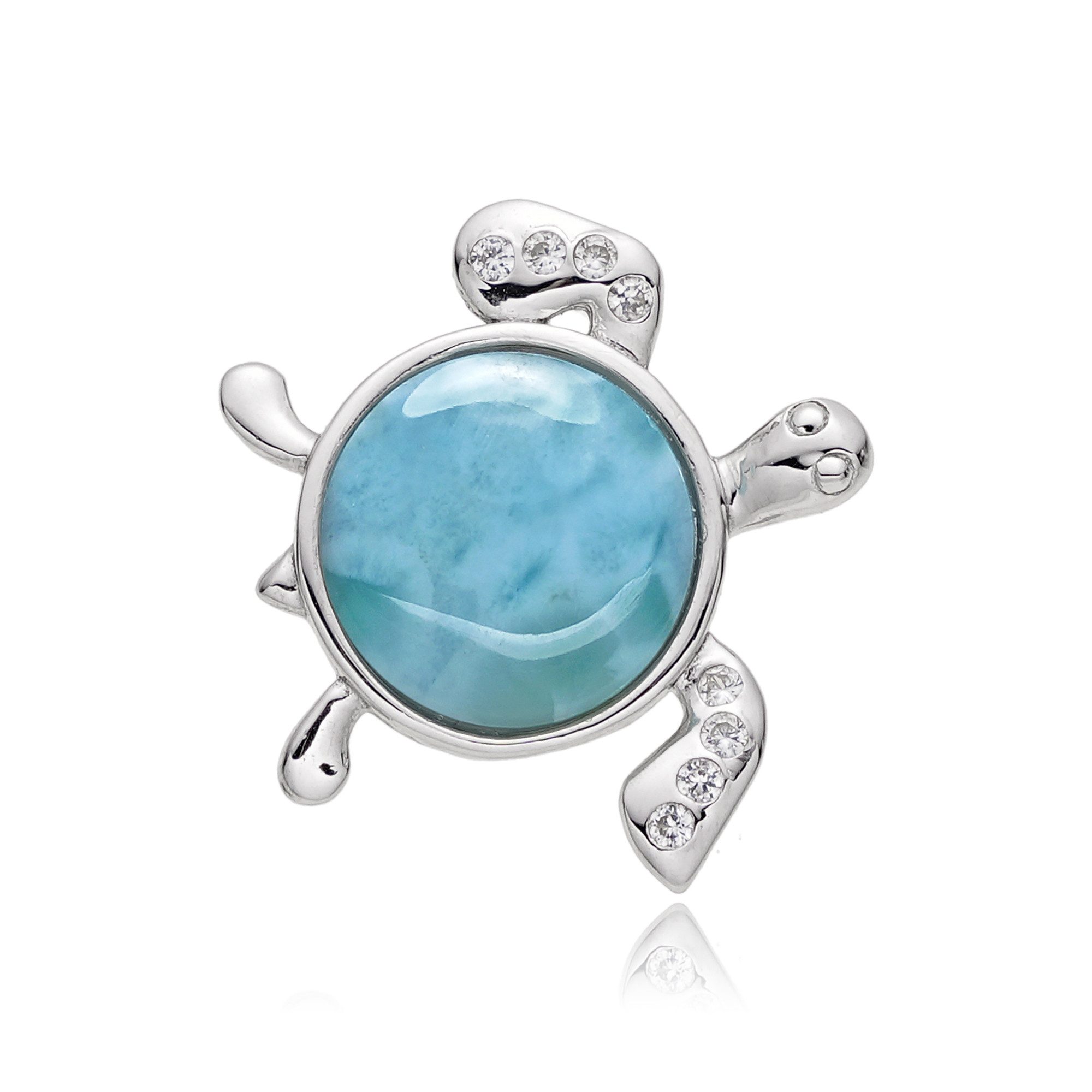 Cavill Kettenanhänger Larimar Schildkröte Anhänger, 925 Sterling Silber, 3,1 ct & Topase (1-tlg)
