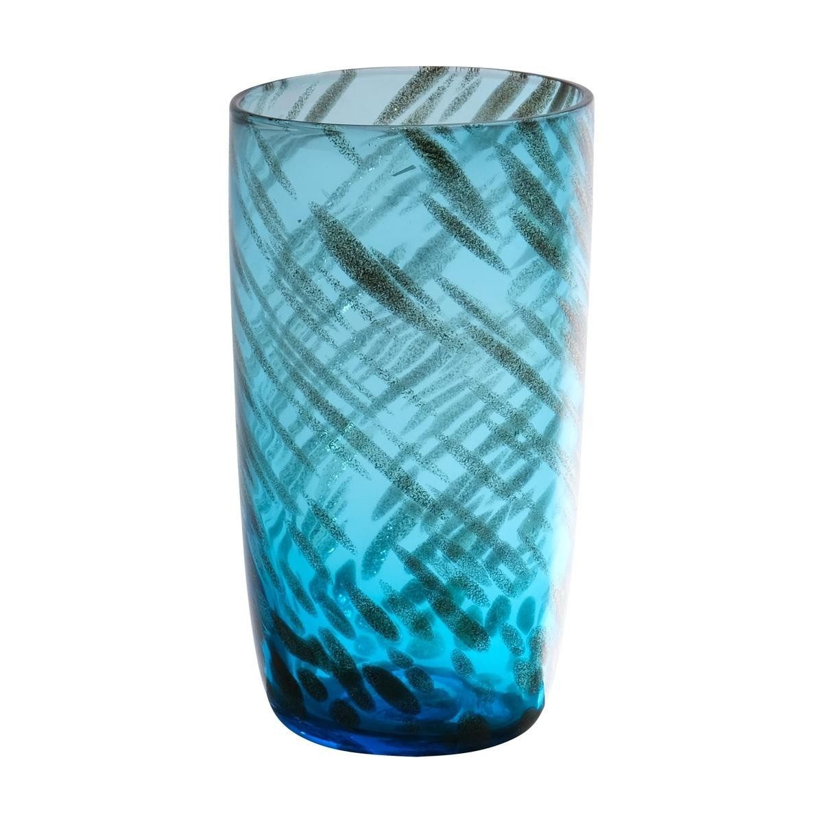 INNA-Glas Tischvase MARICAR aus Glas, mit Muster, blau-Gold-klar, 14,5 cm, Ø 8 cm