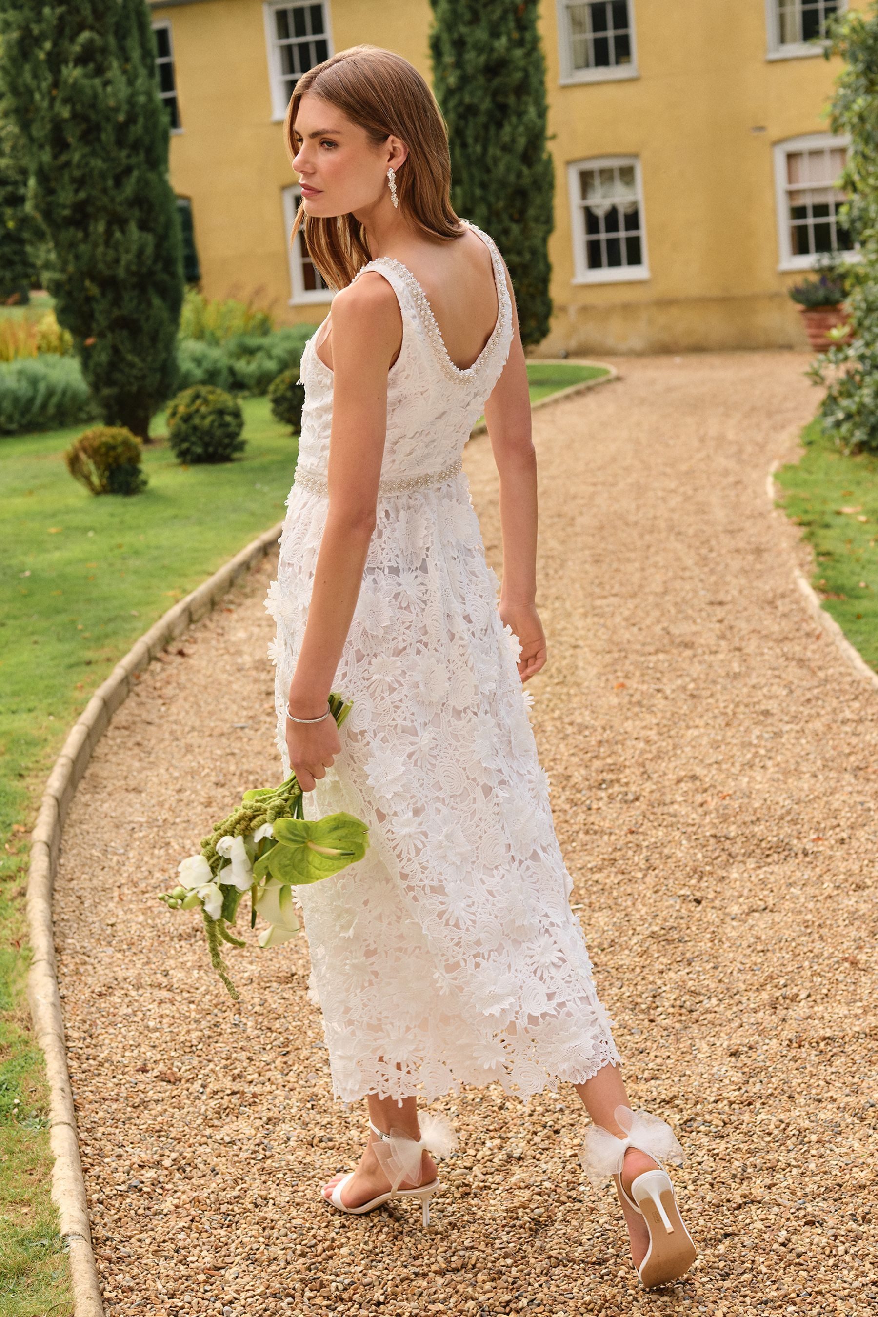 Love & Roses Midikleid Love & Roses Midikleid mit Spitze, Brautmode (1-tlg)