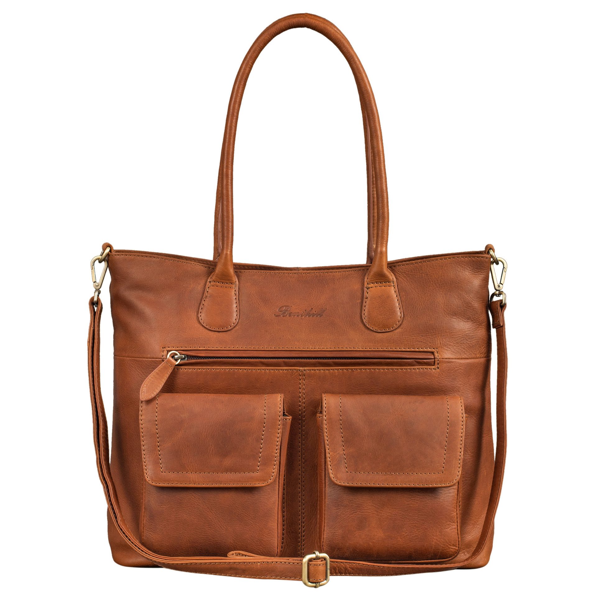 Benthill Handtasche Damen Echt Leder Vintage Henkeltasche Große Umhängetasche Shopper, Schultergurt / Umhängegurt Reißverschlussfach