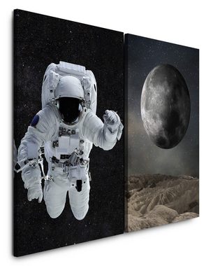 Sinus Art Leinwandbild 2 Bilder je 60x90cm Astronaut Mond Nasa Weltraum Mars Raumfahrt Weltall