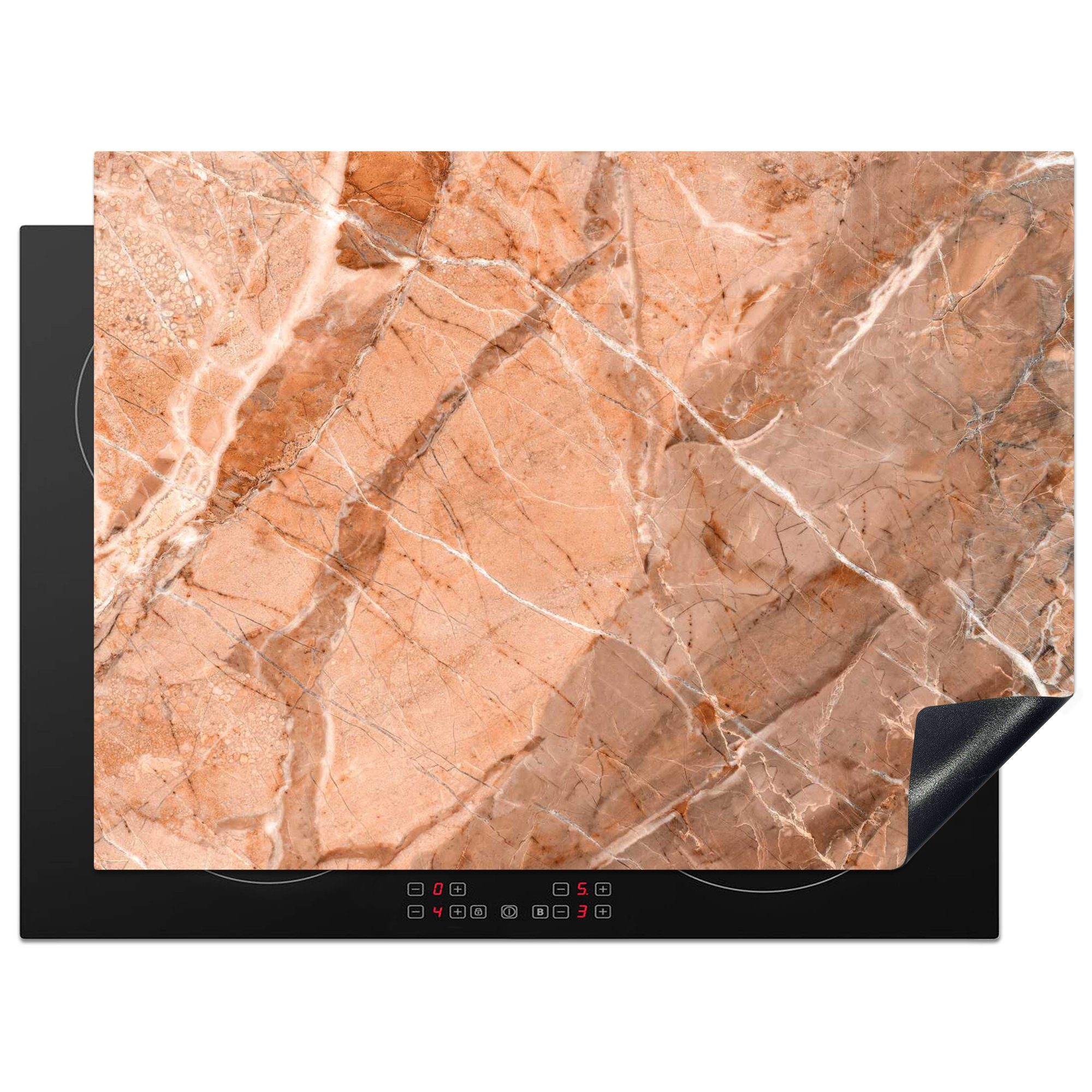 Herdblende-/Abdeckplatte Orange Kristall, Mobile Ceranfeldabdeckung tlg), - (1 70x52 cm, MuchoWow Vinyl, Granit nutzbar, - Arbeitsfläche