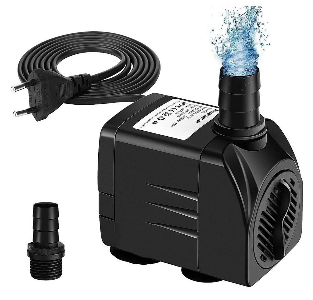 TUWENA Springbrunnenpumpe Mini Wasserpumpen(1000L/H,15W),Ultra Leise Aquarium Pumpe mit Hohe Hub, Brunnenpumpe mit 1,5m Netzkabel,1 Düsen für Aquarien,Teich,Hydrokultur