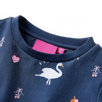 vidaXL A-Linien-Kleid Kinderkleid mit Langen Ärmeln Schwanenmotiv Marineblau 104 Kurz