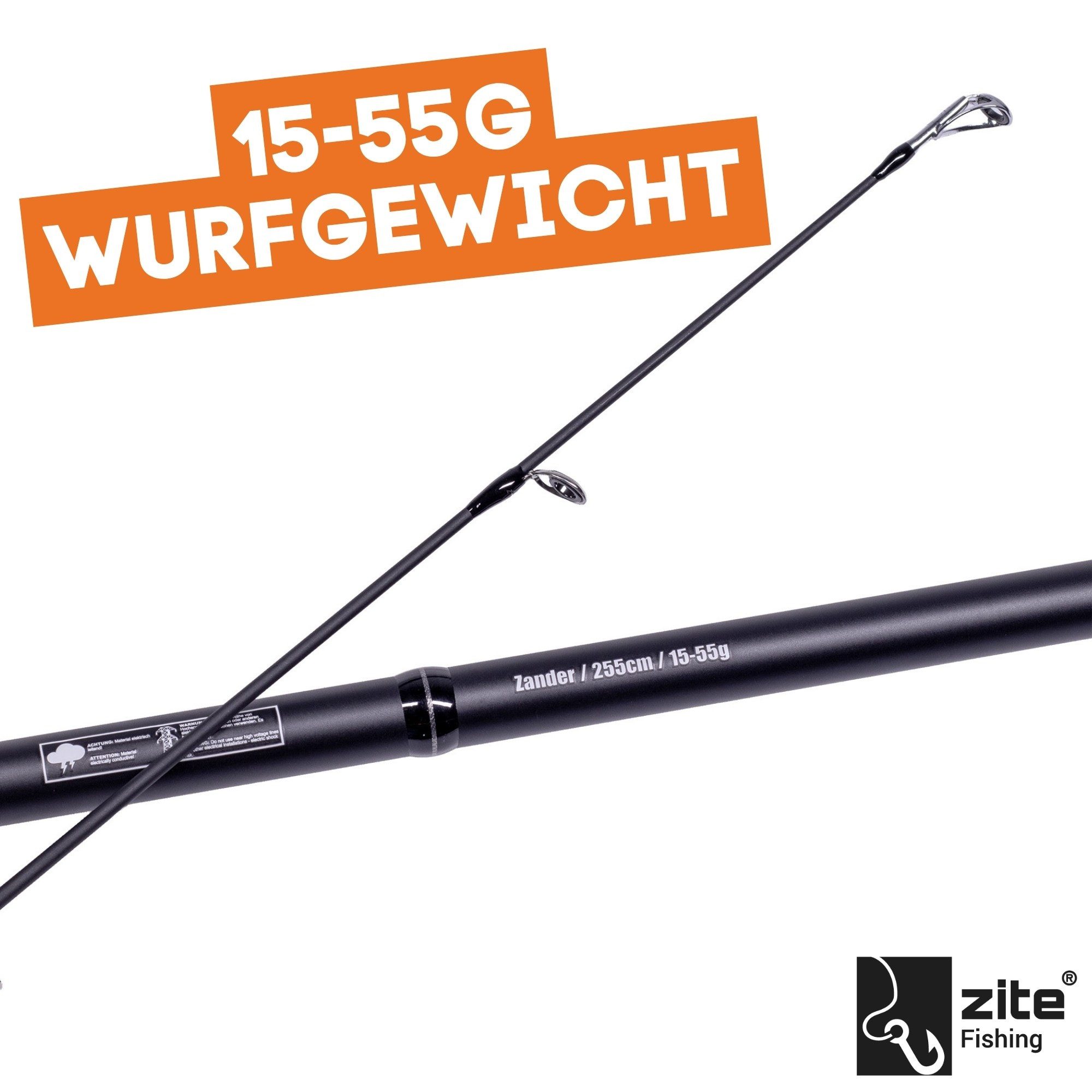 Zite Spinnrute Inzite Base Stick Zander-Set - Angelrute + Angelrolle mit Zubehör