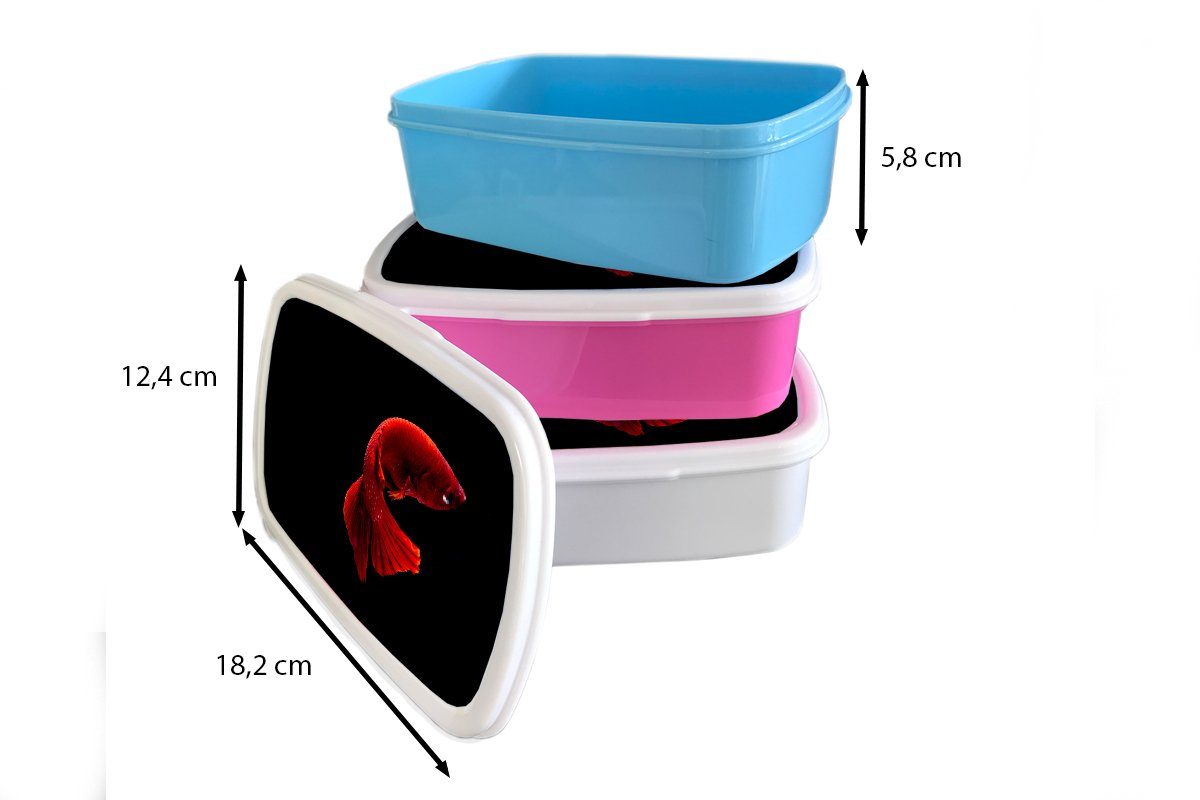 MuchoWow Lunchbox Fisch - Kunststoff - (2-tlg), Snackbox, Erwachsene, Schwanz Meerestier Brotdose rosa - Brotbox für Mädchen, Kinder, Rot, Kunststoff