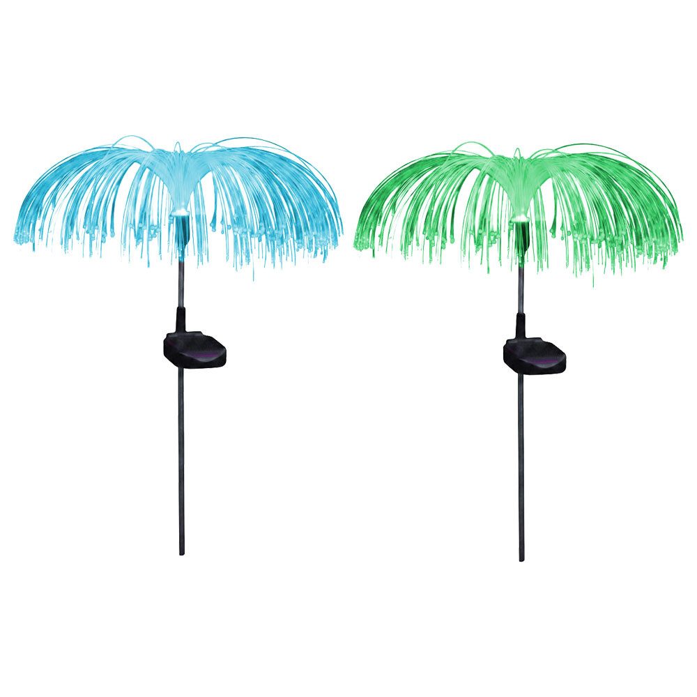 Harms Import LED Solarleuchte, LED-Leuchtmittel fest verbaut, Farbwechsel, RGB, RGB LED Solar Stecklampe Leuchtstab Farbwechsel Wegeleuchten 2er Set