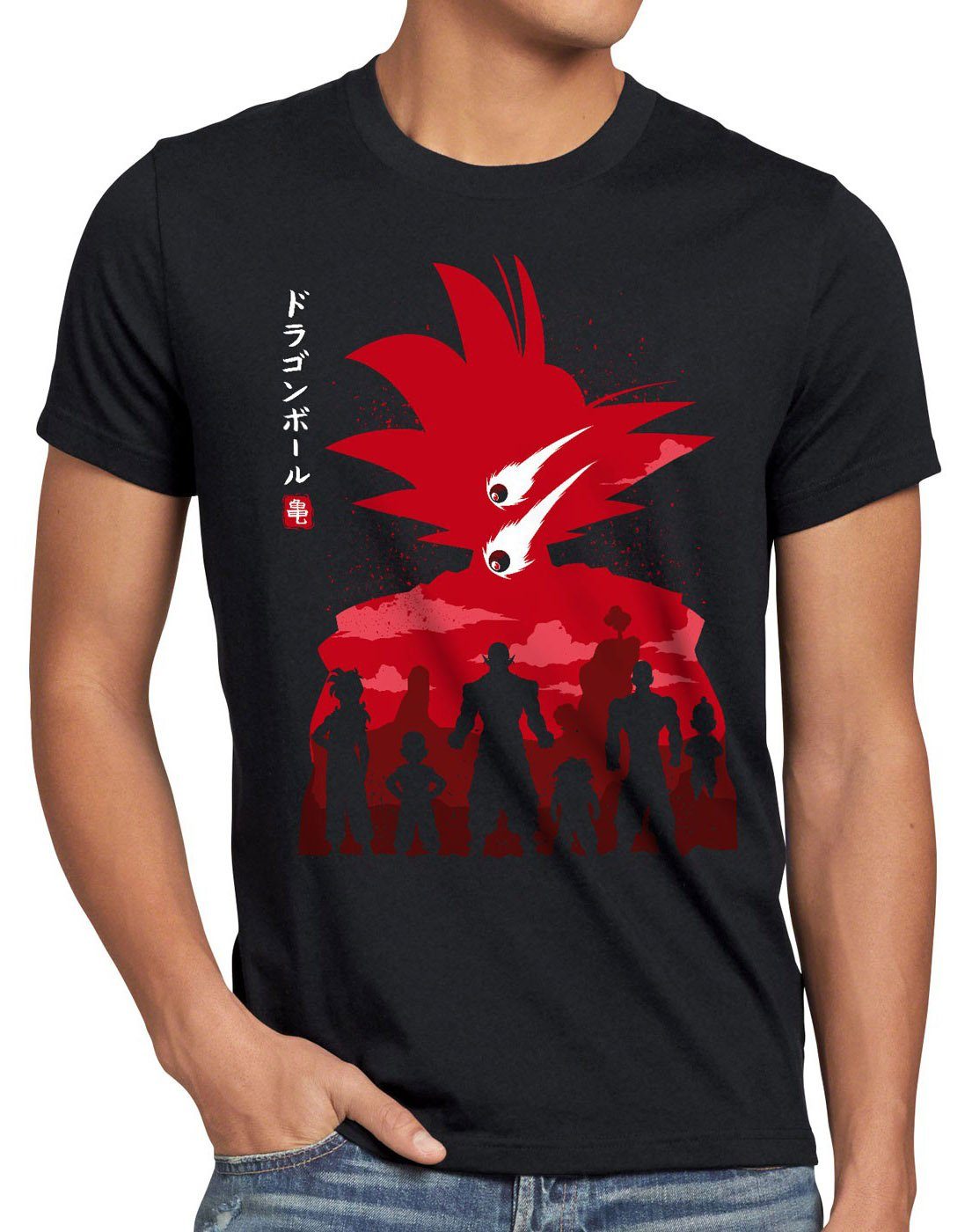 style3 Print-Shirt Herren T-Shirt Saiyan Meteor roshi ball z roshi songoku songoku vegeta anime gt