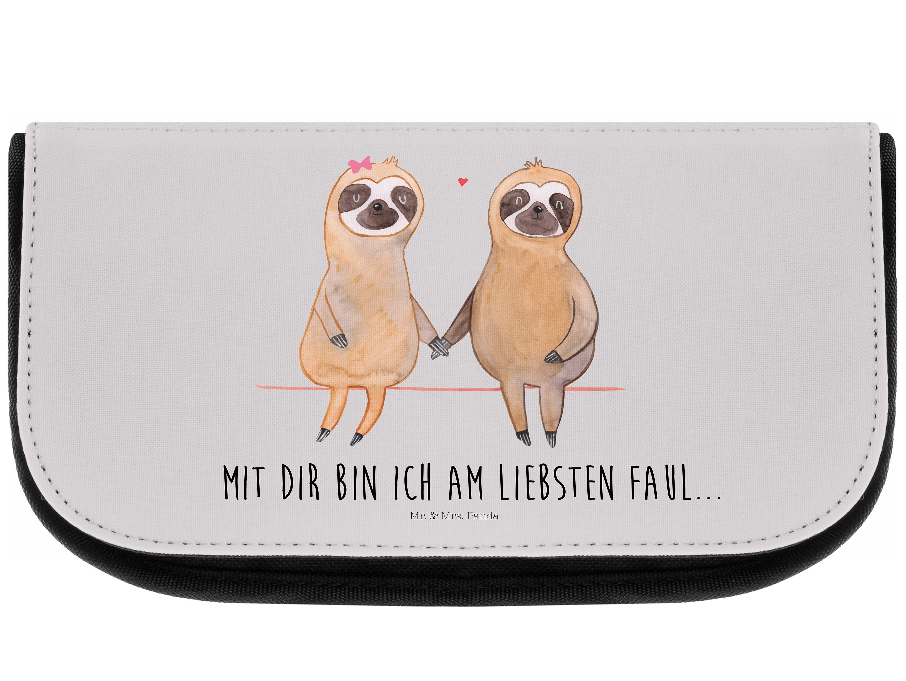 Mr. & Mrs. Panda Kosmetiktasche Faultier Pärchen - Grau Pastell - Geschenk, Lieblingstier, gemeinsam, (1-tlg)