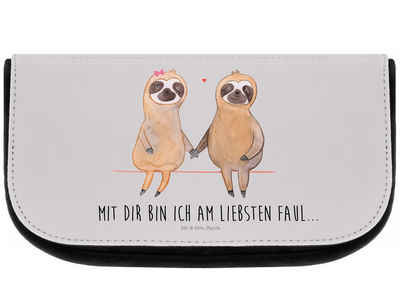 Mr. & Mrs. Panda Kosmetiktasche Faultier Pärchen - Grau Pastell - Geschenk, Lieblingstier, gemeinsam, (1-tlg), Einzigartiges Design