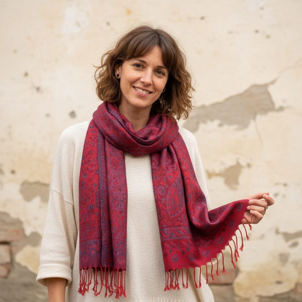 Guru-Shop Halstuch Indischer Schal, Stola mit Paisley Muster,..