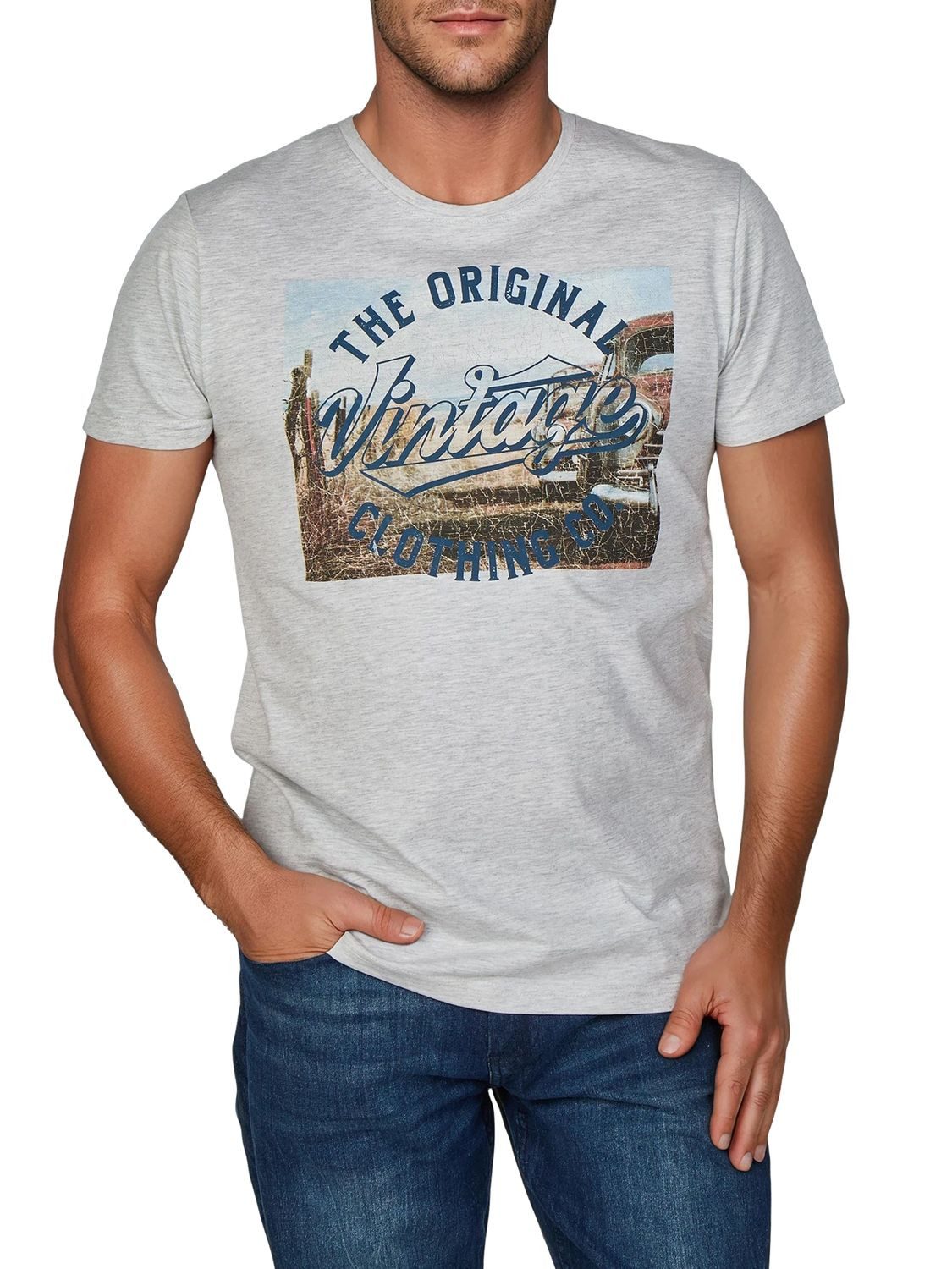 riverso T-Shirt Herren Fotoprintshirt RIVLukas Regular Fit (1-tlg) Kurzarm Tee Shirt mit Rundhalsausschnitt aus 100% Baumwolle