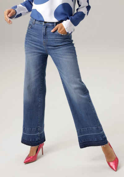 Aniston CASUAL Straight-Jeans mit trendiger Waschung am leicht ausgefranstem Saum - NEUE KOLLEKTION