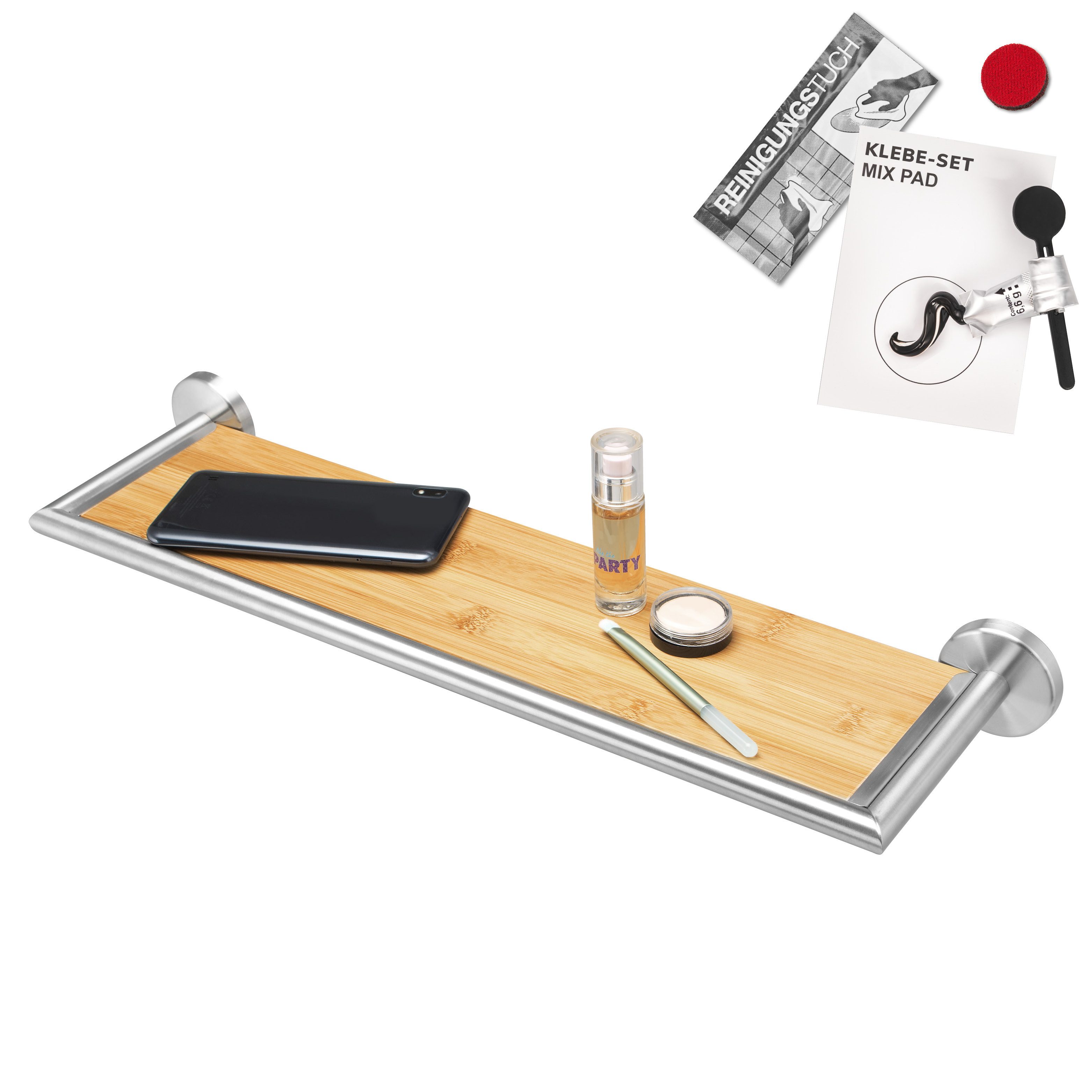 bremermann Wandregal Bad-Serie PIAZZA BAMBUS - inkl. Klebeset aus Edelstahl günstig online kaufen