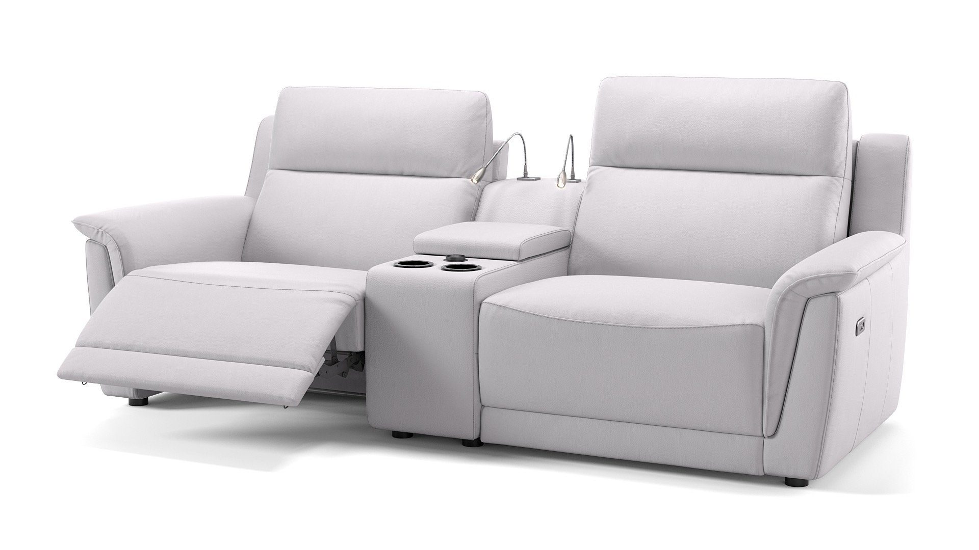 Sofanella Sofa Sofanella - 2-Sitzer 210 cm Kinosofa Leder S: Weiß x 101 MALITO in
