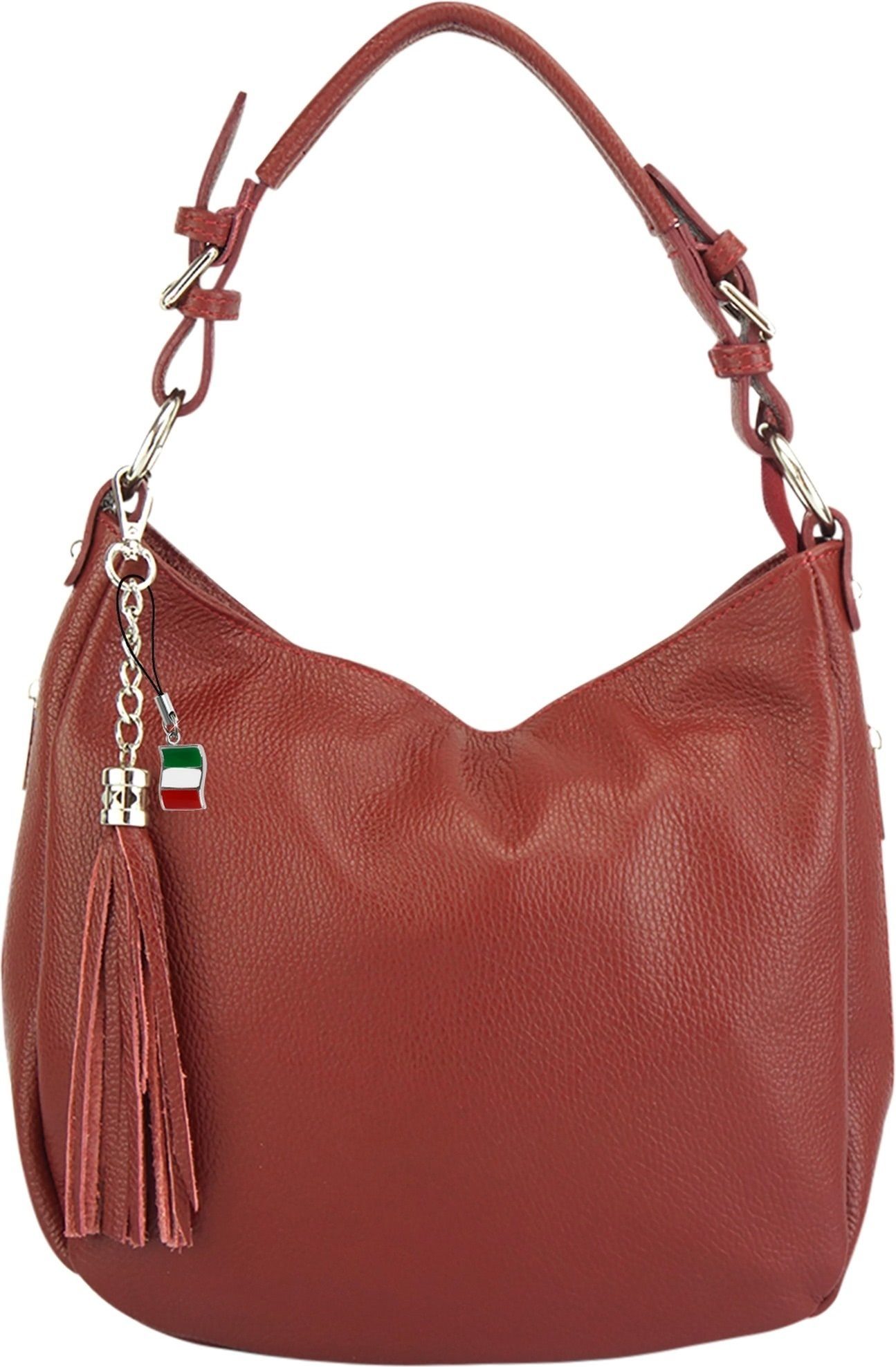 Schultertasche Florence Echtleder Damen Hobo Bag rot