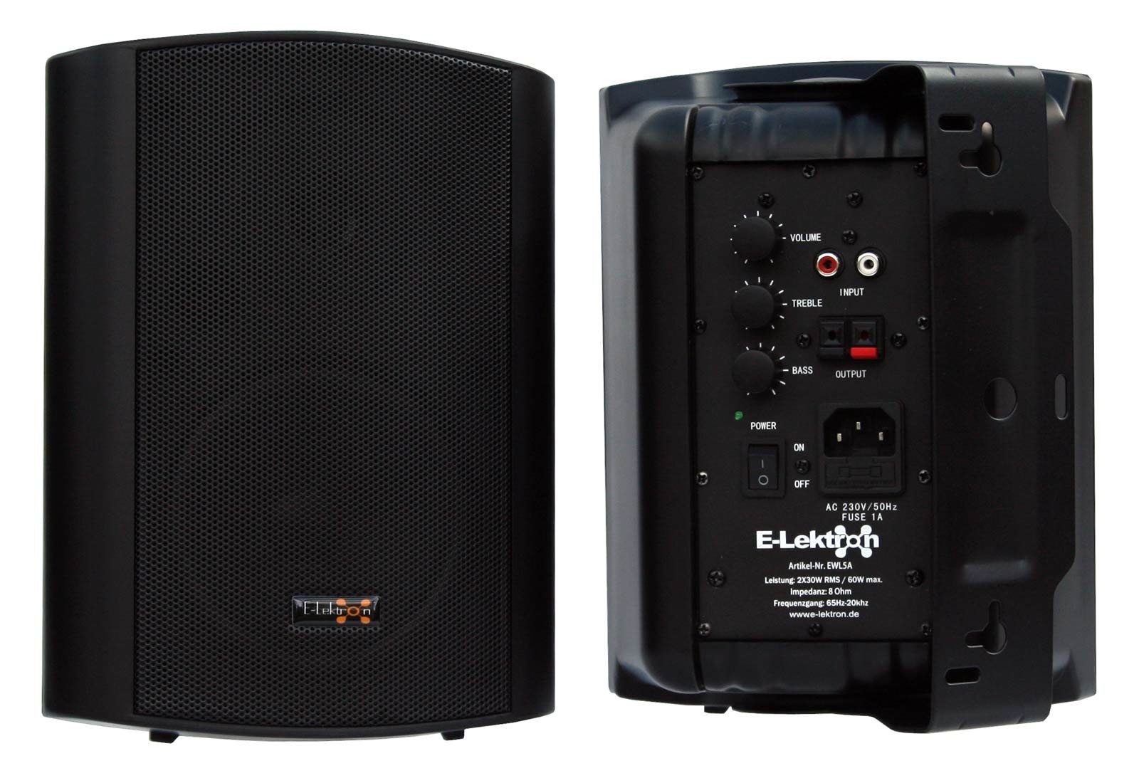 E-Lektron EWL5-A Stereo Lautsprecher (60 W, Aktives Lautsprecherpaar) schwarz